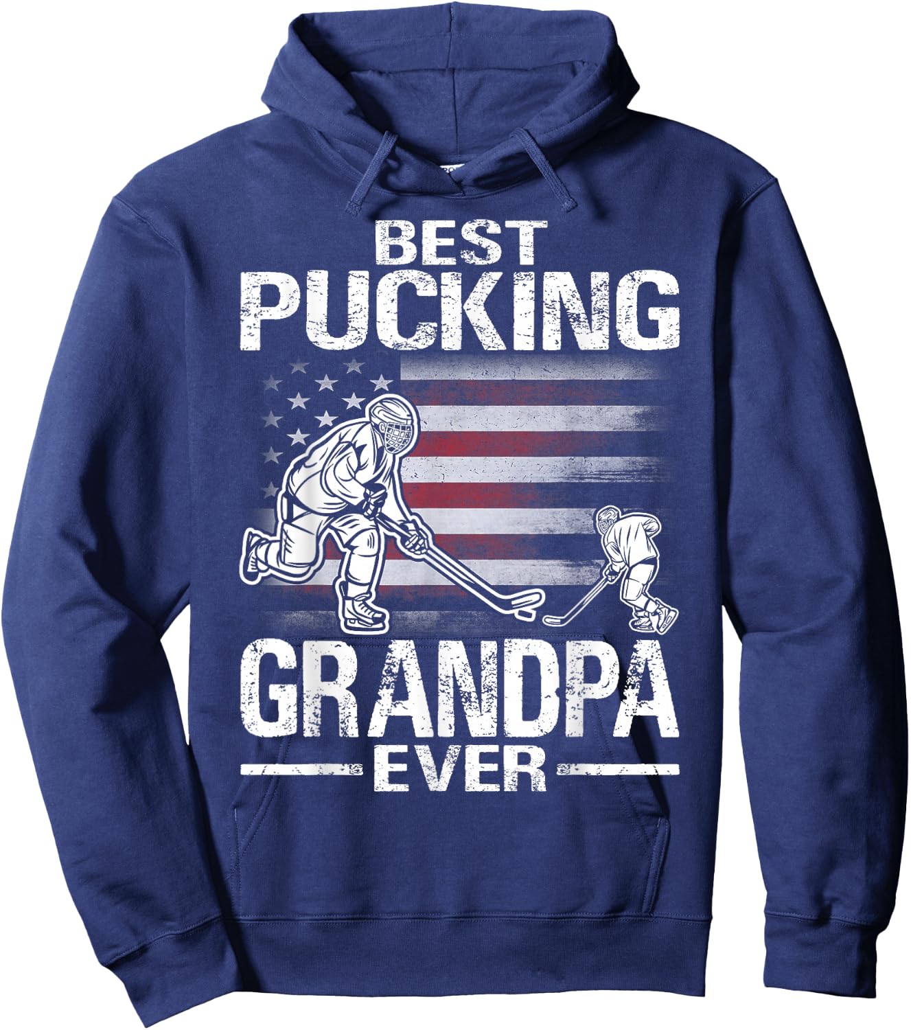 Best Pucking Grandpa Ever Hockey Father's Day Gift Hoodie - Hoodie | Navy