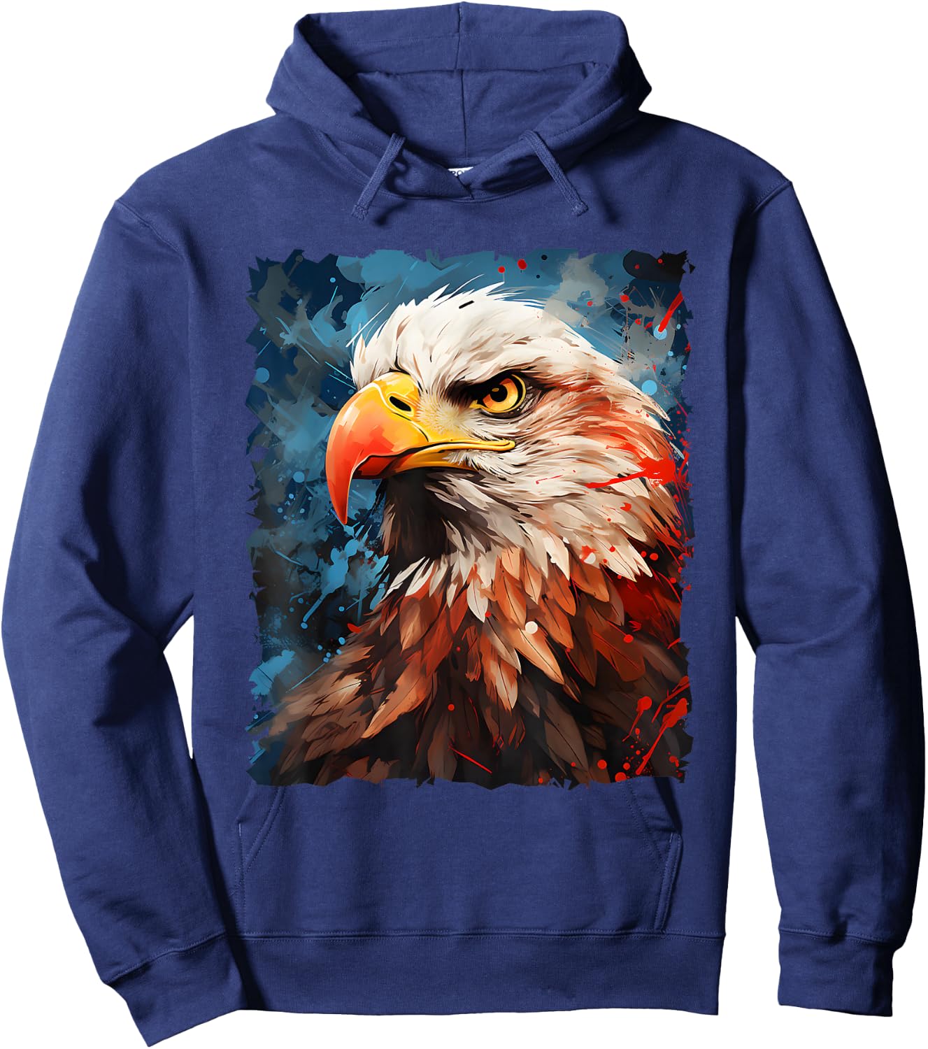 USA Colors Bald Eagle Patriotic 4th July American Bird Hoodie - Hoodie | Navy