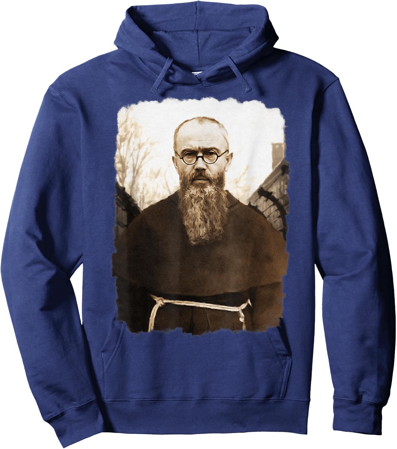 MJ Sacred Art Saint Maximilian Kolbe Catholic Icon Hoodie - Hoodie | Navy