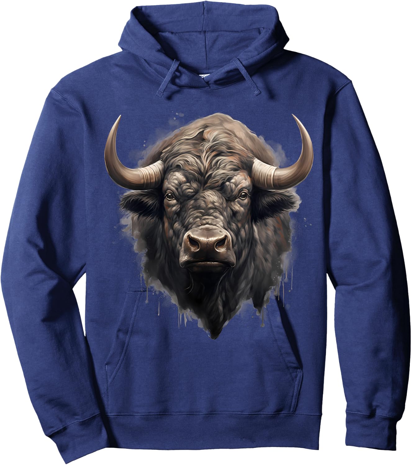 Buffalo Nature Drawing Bison Animal Print Portrait Artwork Hoodie - Hoodie | Navy