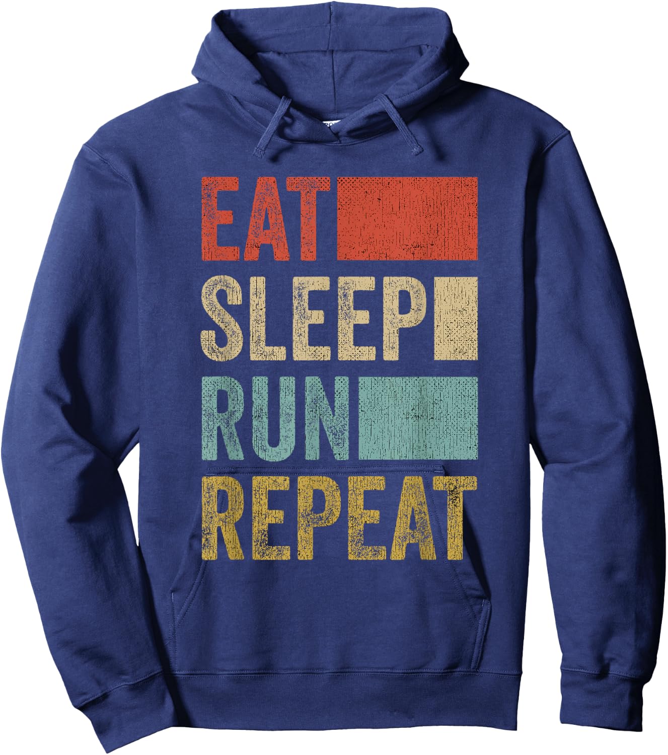 Retro Runner Outfit Eat Sleep Run Repeat Funny Running Hoodie - Hoodie | Navy