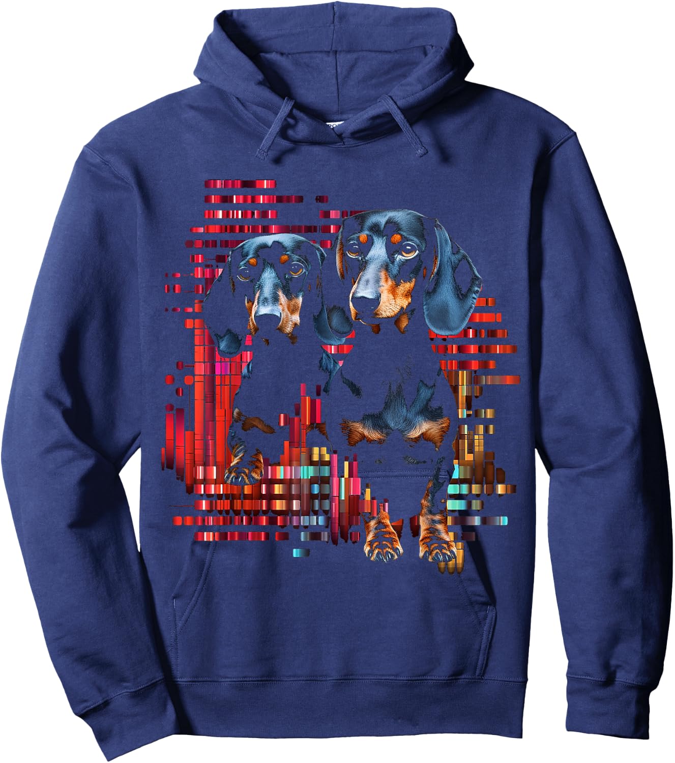 Dachshund Love Animal Pet Pixel Art Graphic Dog Dachshund Men Women Kids Hoodie - Hoodie | Navy