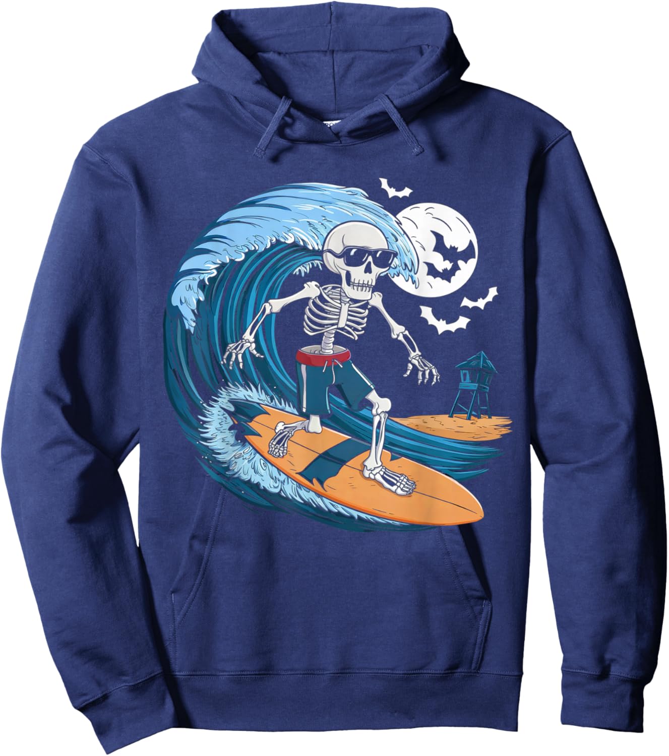 Halloween Surfing Skeleton Shirt Surfer Hawaiian Surf Hawaii Hoodie - Hoodie | Navy