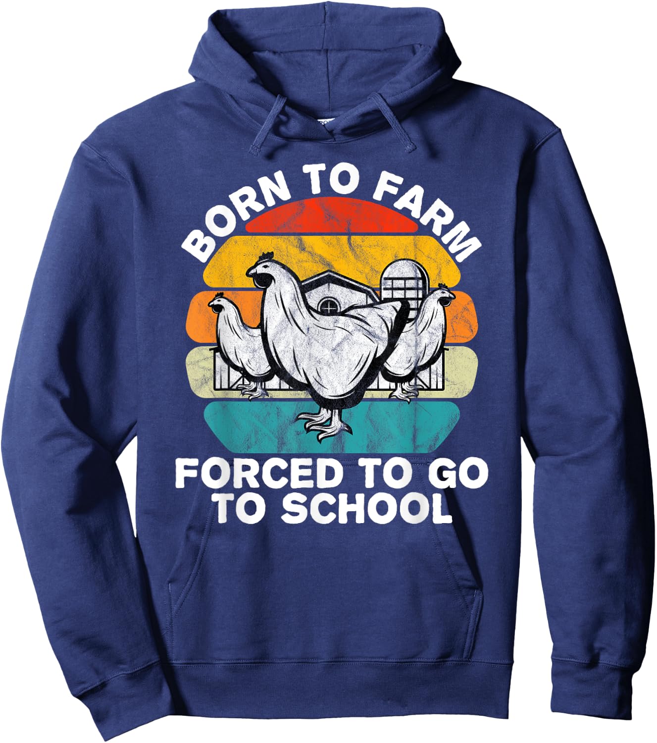 Born to Farm Forced To Go To School Kids Chicken Farmer Gift Hoodie - Hoodie | Navy
