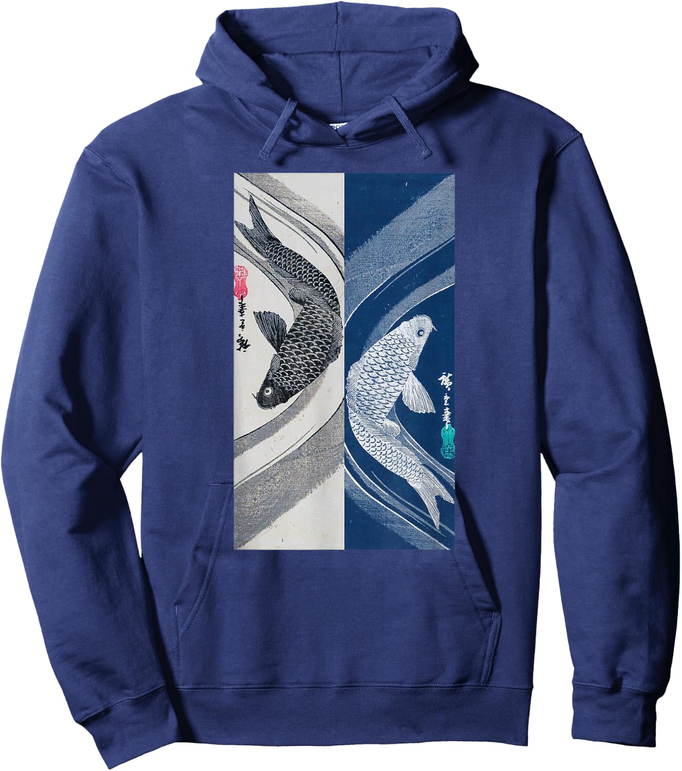 Japanese Art Fish Graphic Design 2 Hoodie - Hoodie | Navy