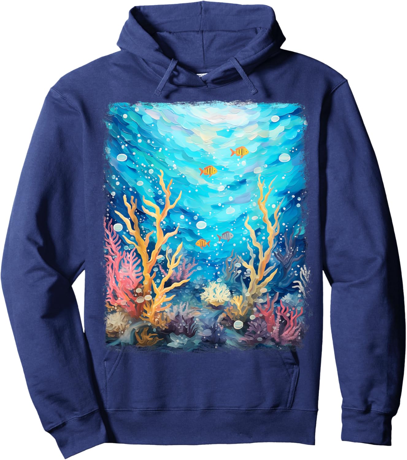 Coral Reef Sea Ocean Starry Night Painting Hoodie - Hoodie | Navy