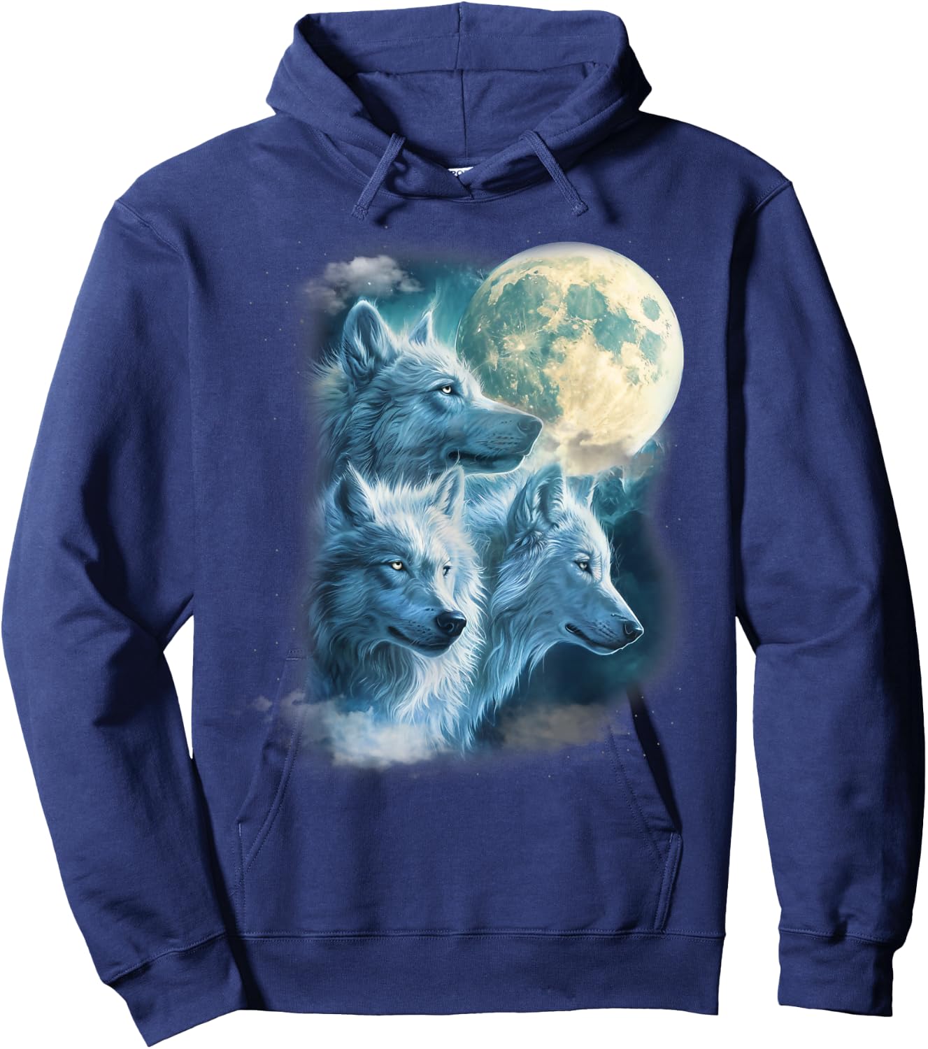 Full Moon 3 White Wolf Wolves Beautiful Icy Animal Women Hoodie - Hoodie | Navy