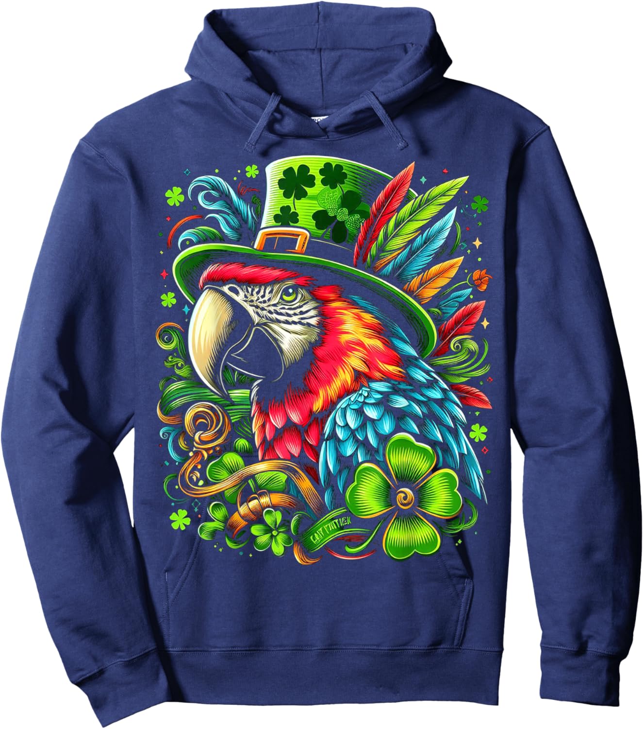 Cute Parrot With Saint Patrick's Day Hoodie - Hoodie | Navy