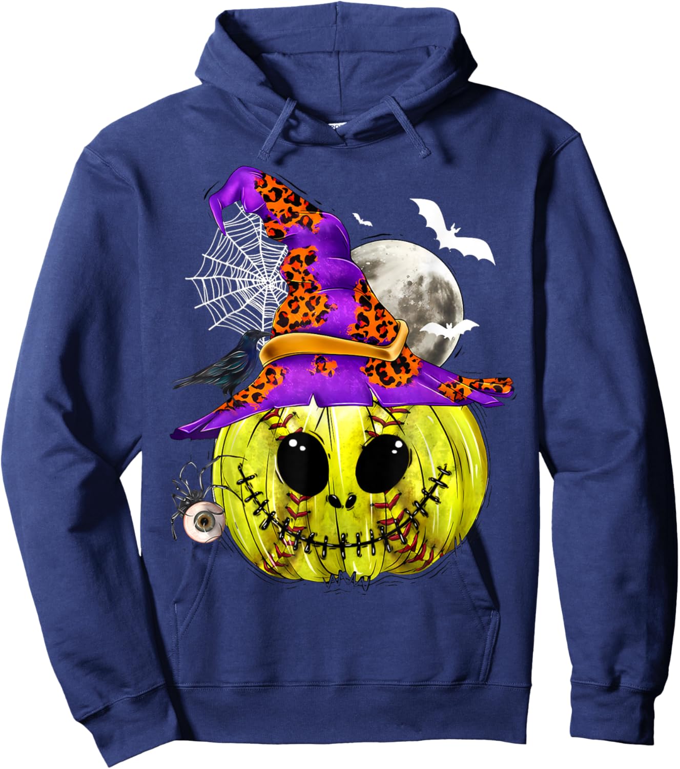 Softball Pumpkin Witches Softball Player Halloween Costume Hoodie - Hoodie | Navy
