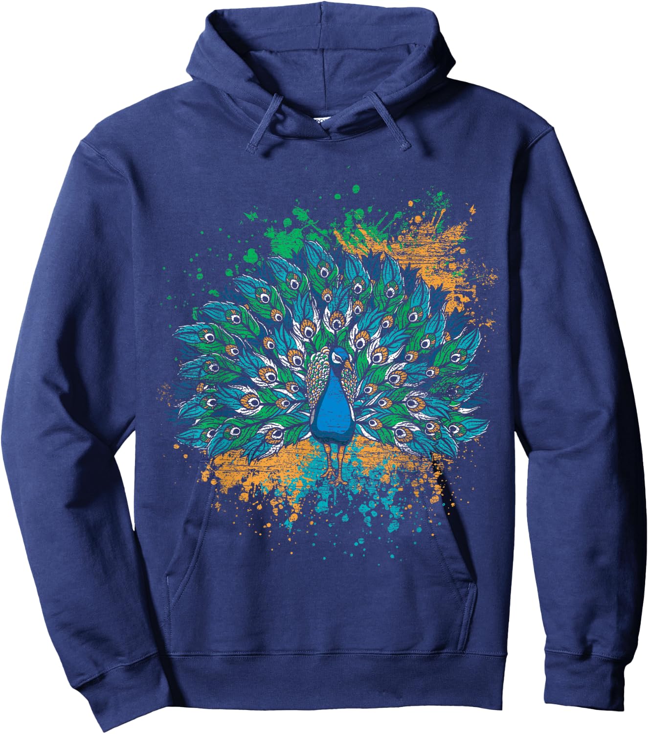 Decorative Colorful Tail Peacock Hoodie - Hoodie | Navy