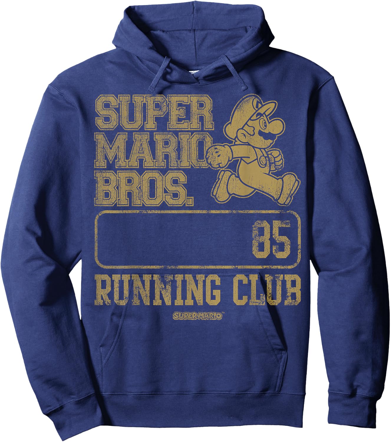 Super Mario Bros Running Club '85 Vintage Mario Collegiate Hoodie - Hoodie | Navy