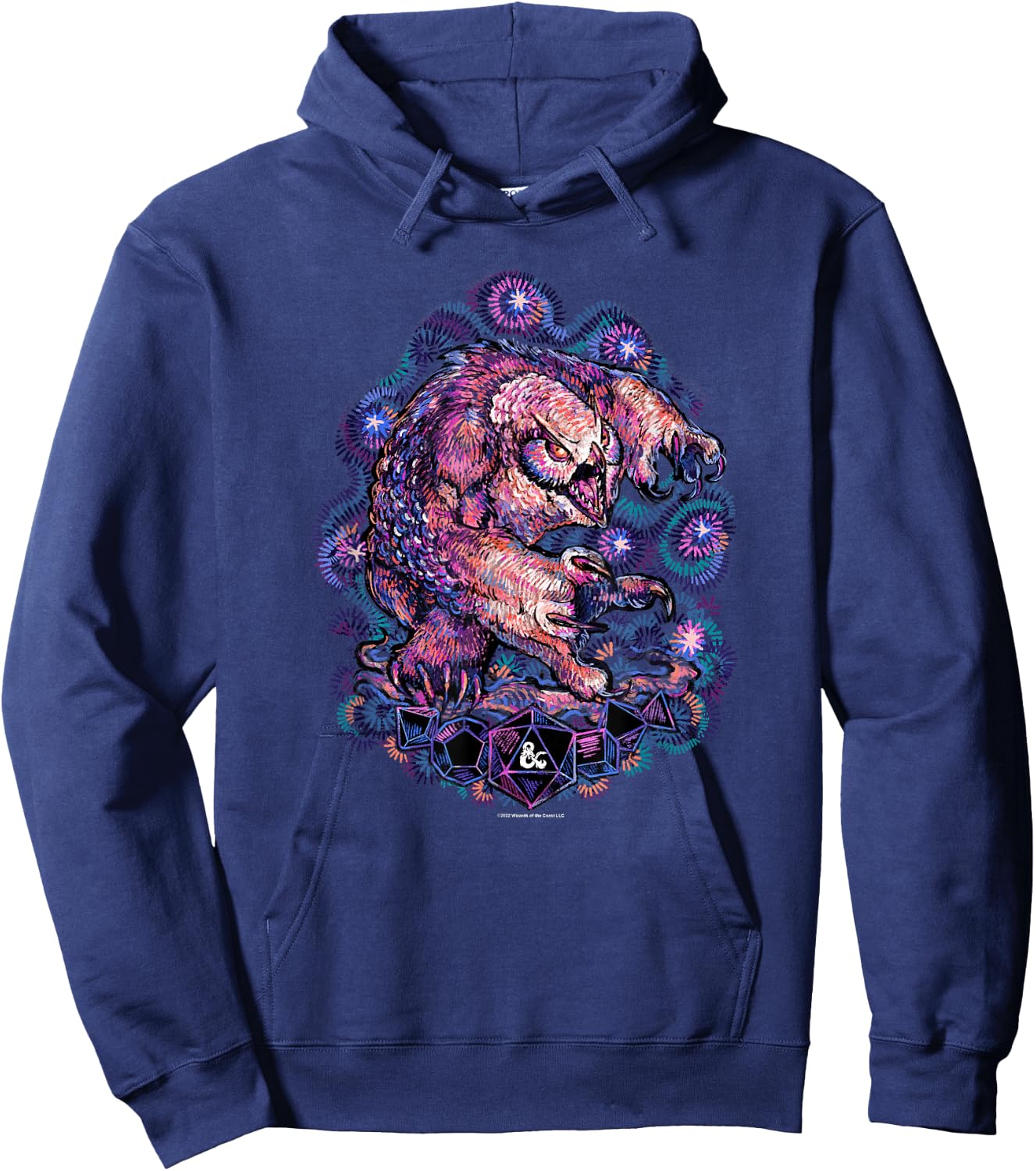 Dungeons & Dragons Starry Night Owlbear Painted Neon Logo Hoodie - Hoodie | Navy
