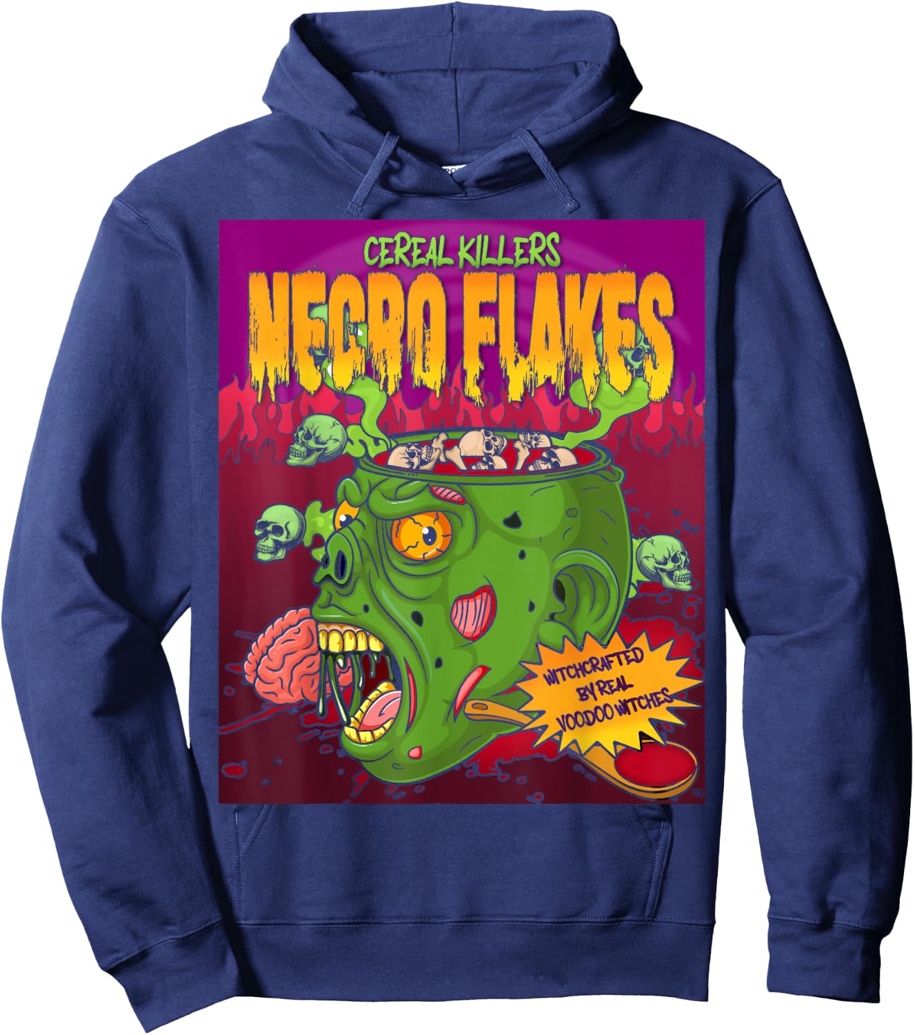 Necro Flakes Zombie Cereal Killers VooDoo Witch Doctor Hoodie - Hoodie | Navy
