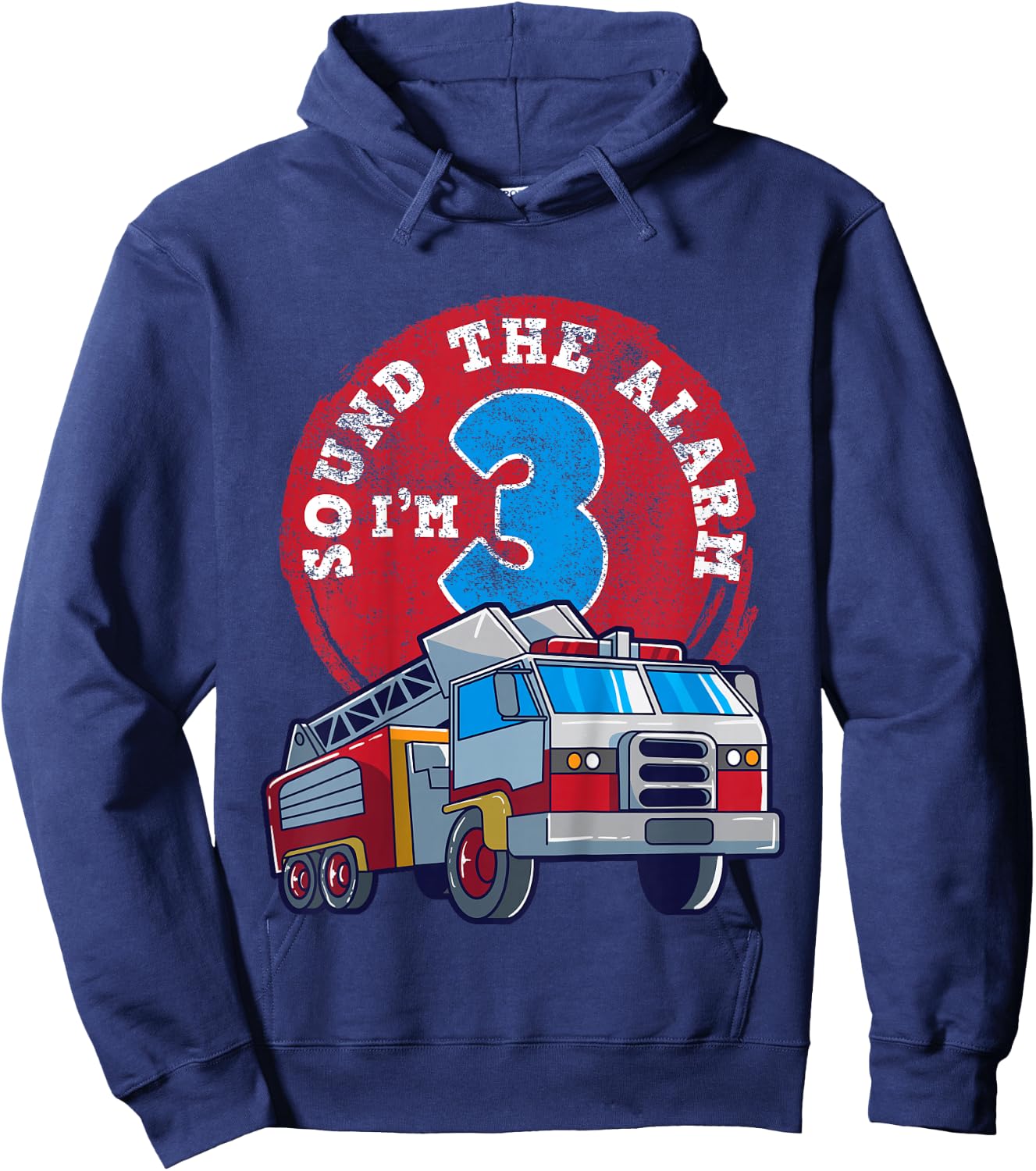 3rd Birthday Three Years Old Firetruck Firefighter Gift Hoodie - Hoodie | Navy