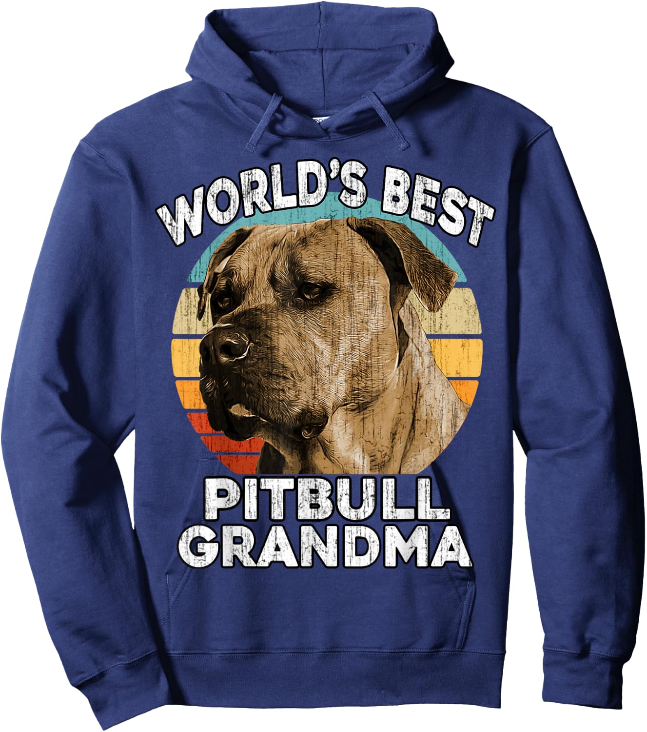 Pit bull Grandma Funny Worlds Best PitBull Grandma Vintage Hoodie - Hoodie | Navy