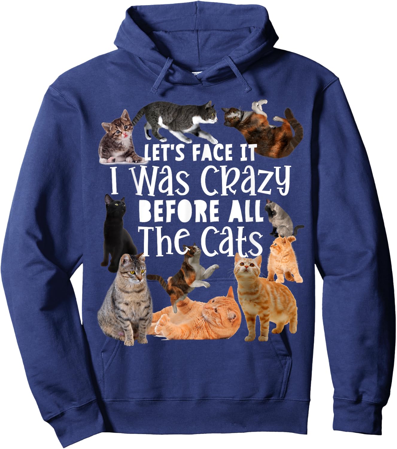Let's Face It I Was Crazy Before The Cats Funny Gift Hoodie - Hoodie | Navy