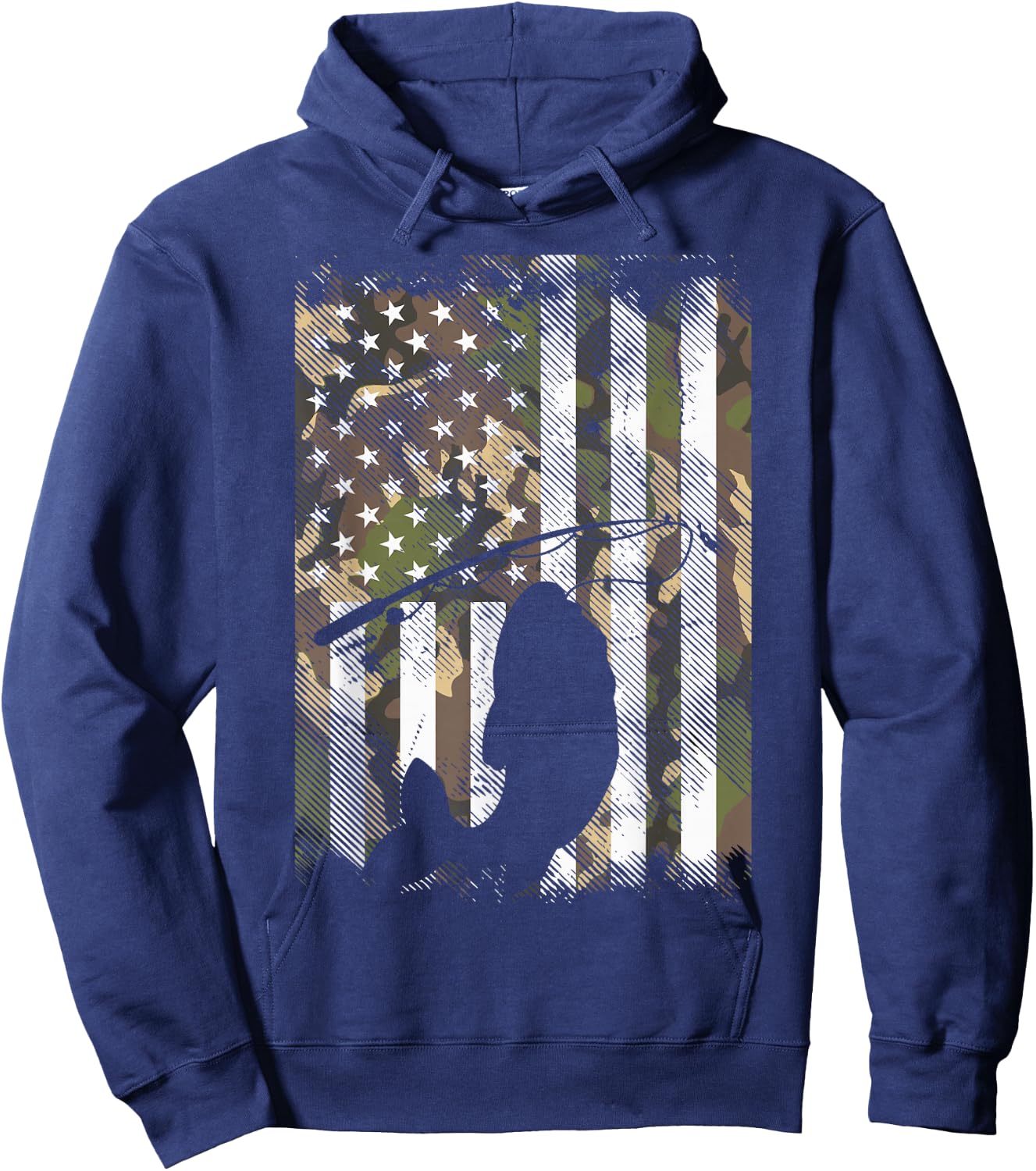 Camo American Flag Fish Fishing Patriotic Fisherman Gift Hoodie - Hoodie | Navy