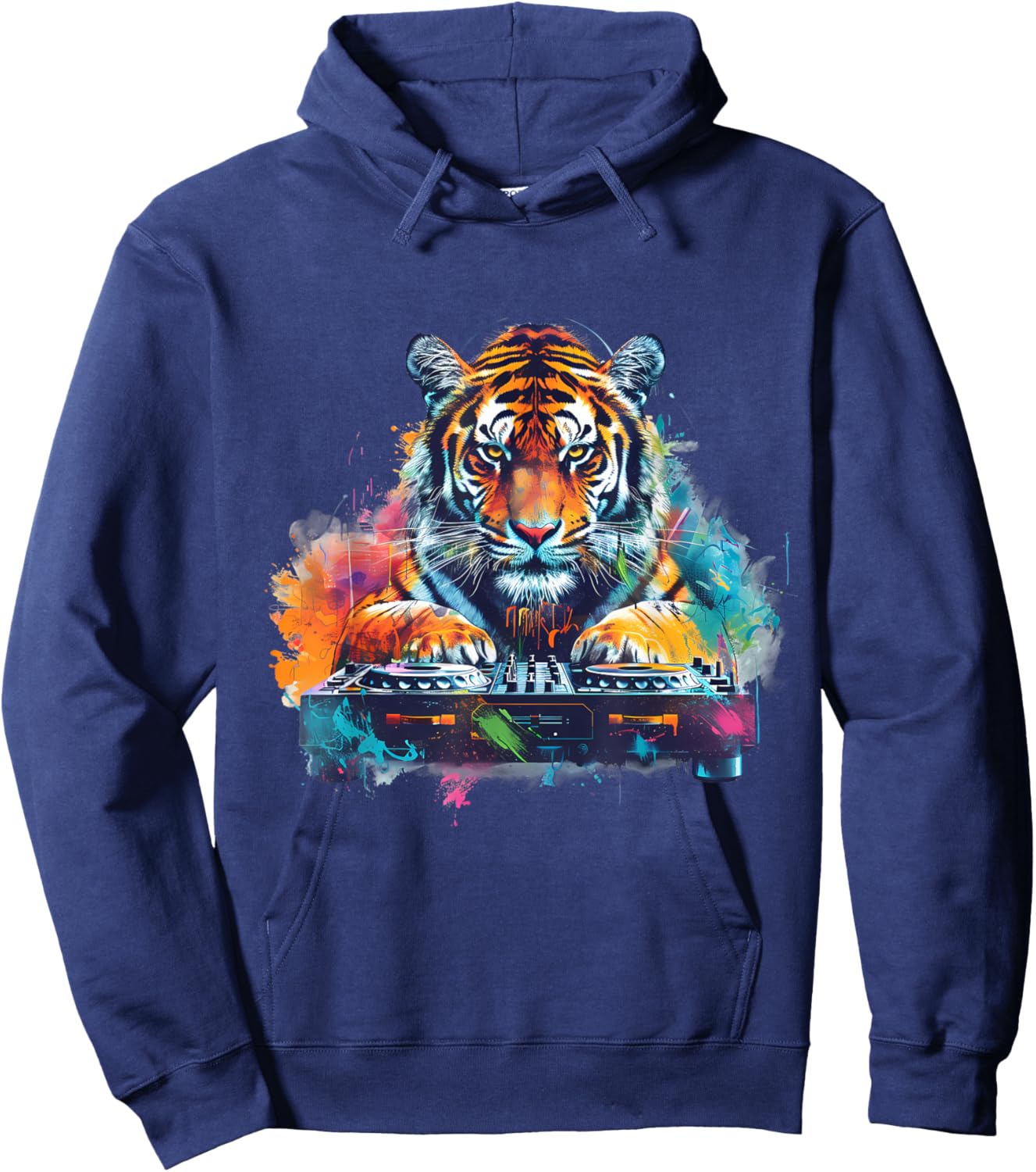 Tiger Music DJ House Dance Club Techno Turntable DJ Tiger Hoodie - Hoodie | Navy