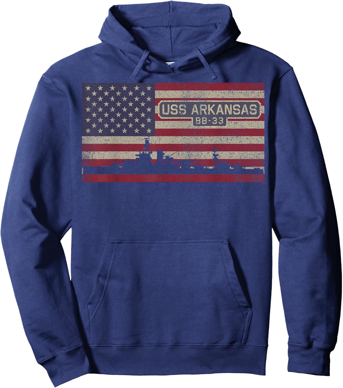 USS Arkansas BB-33 WW1 WW2 Battleship USA American Flag Hoodie - Hoodie | Navy