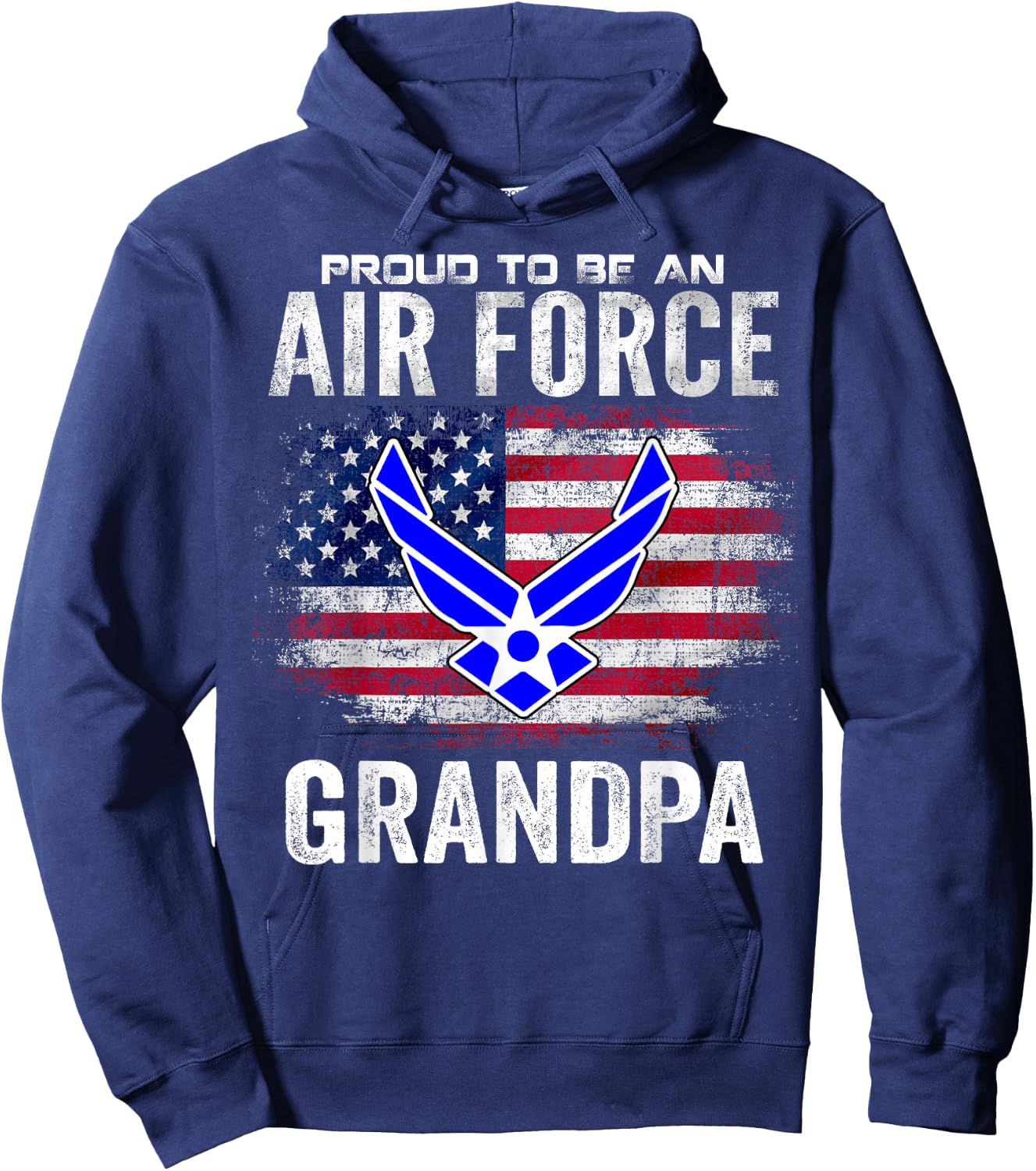 Proud to Be an Air Force Grandpa with American Flag Gift Hoodie - Hoodie | Navy