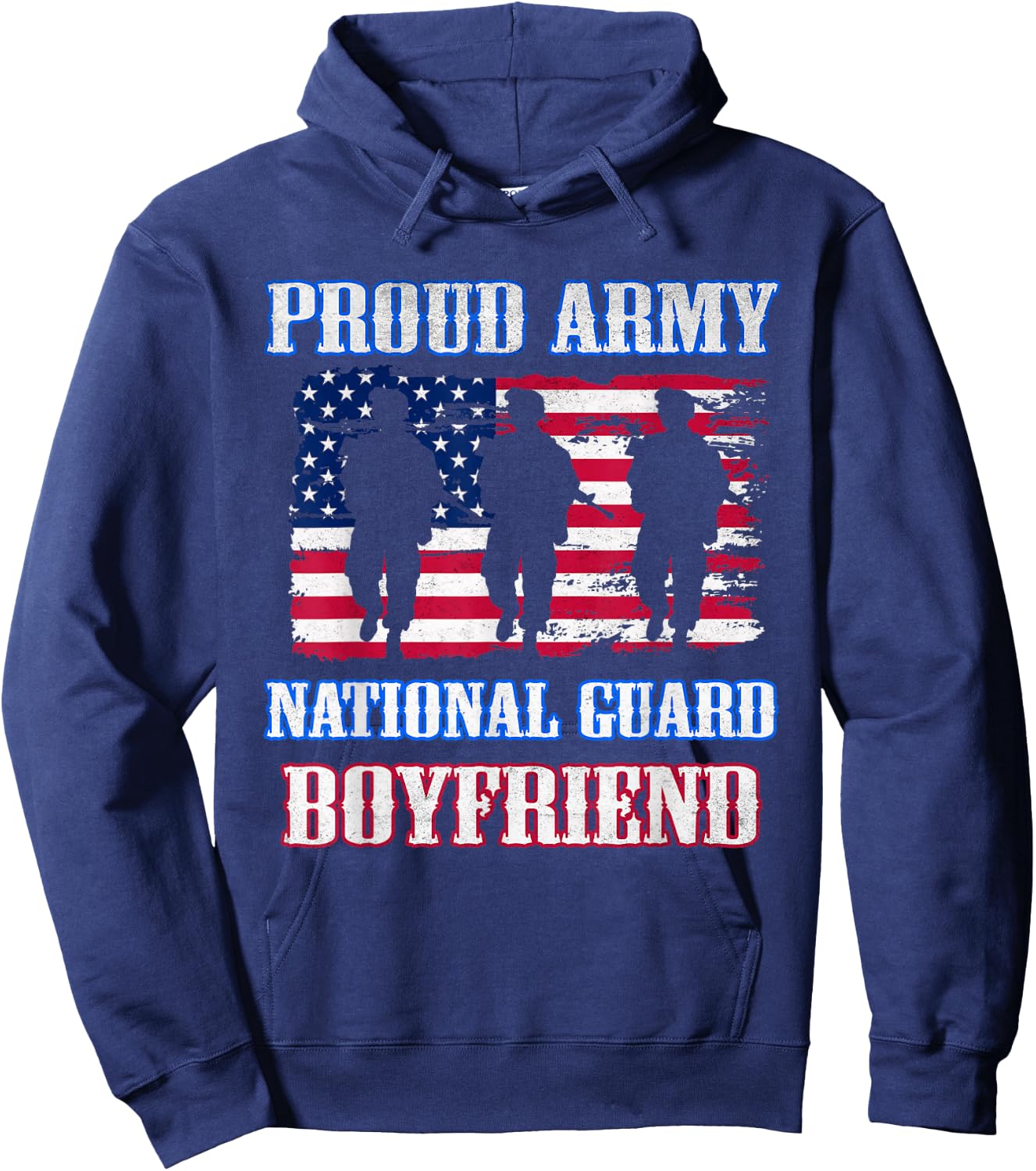 Proud Army National Guard Boyfriend Vintage Military Army Hoodie - Hoodie | Navy