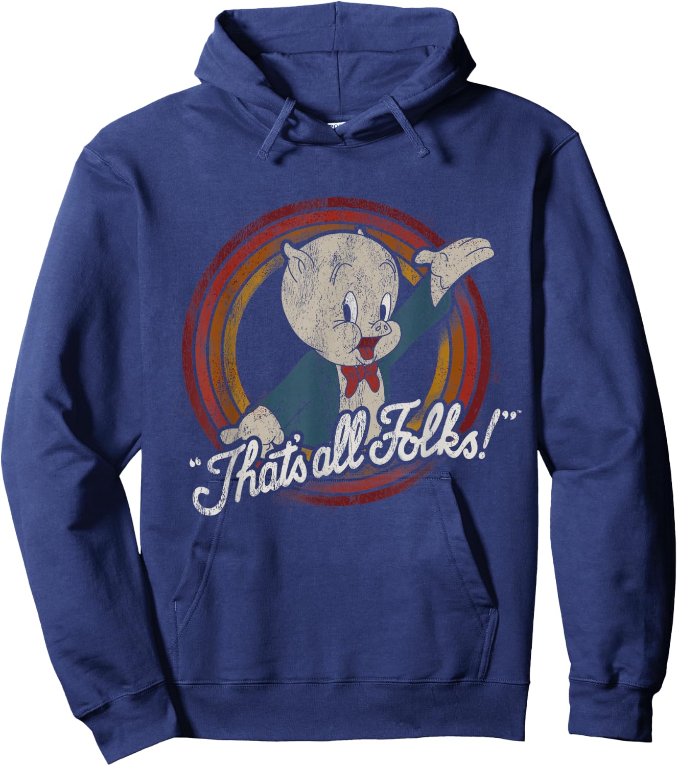 Looney Tunes Porky Pig That's All Folks Classic Hoodie - Hoodie | Navy