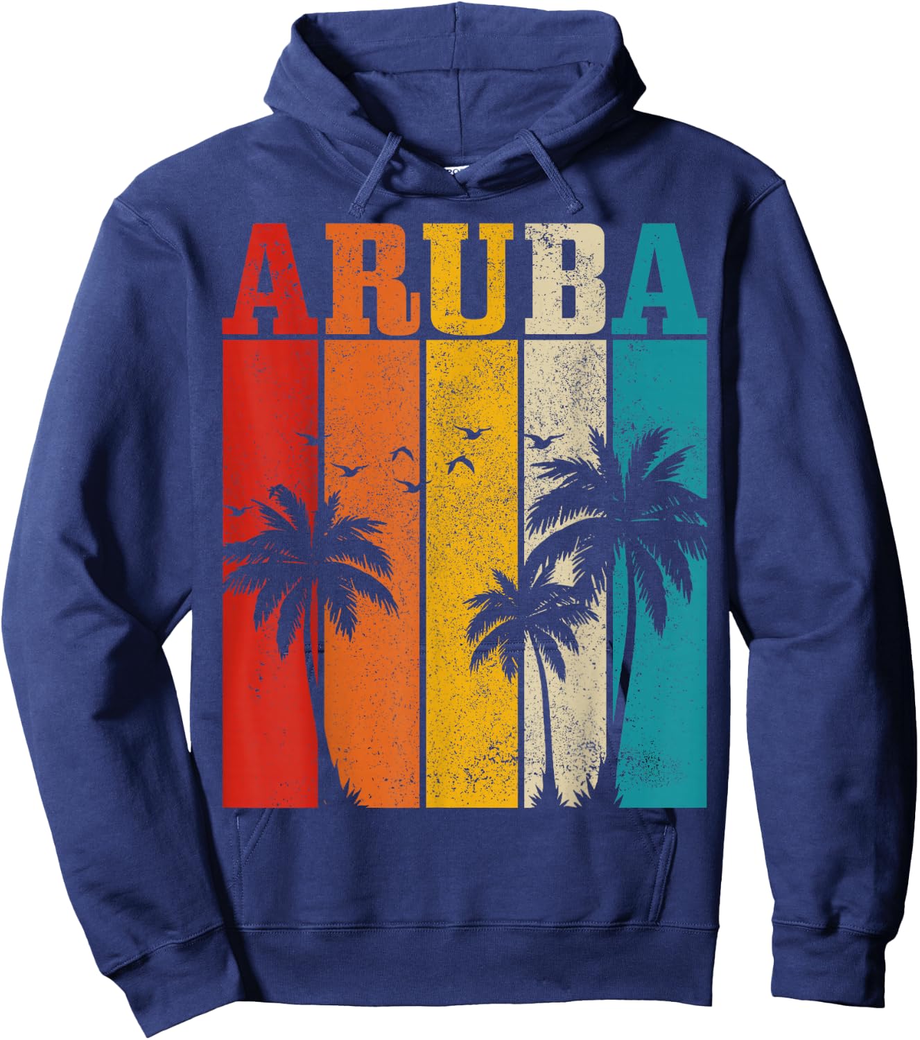 Aruba Vintage Surfer Palm Tree Souvenir Hoodie - Hoodie | Navy