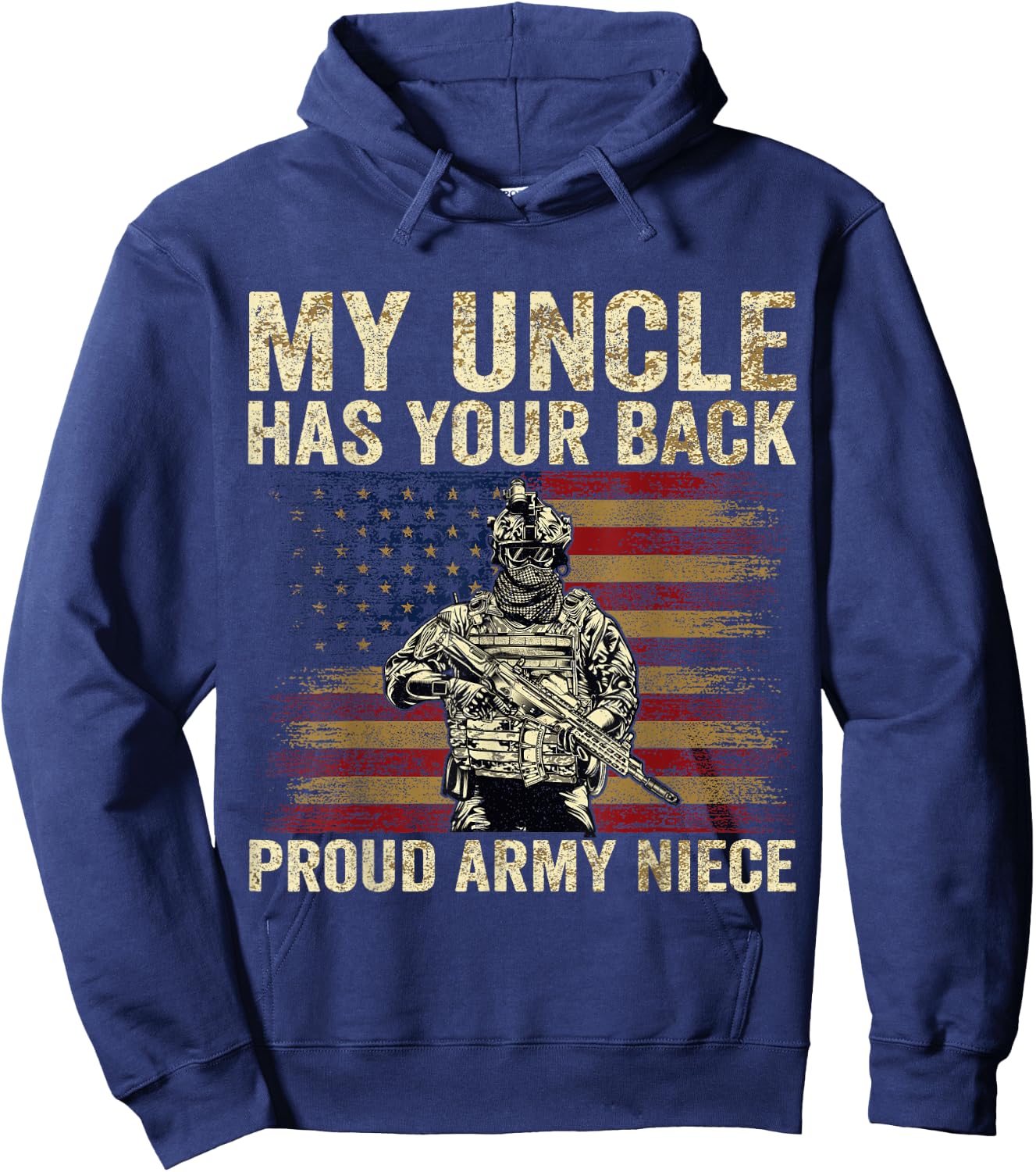 My Uncle Has Your Back Proud Army Niece Veteran Uncle Hoodie - Hoodie | Navy