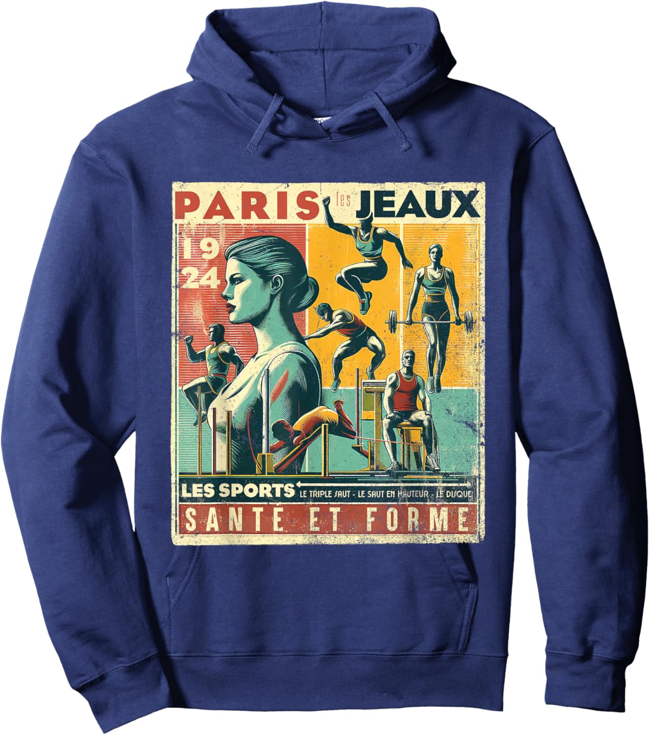 Paris Vintage The Games 1924 Health And Fitness Hoodie - Hoodie | Navy