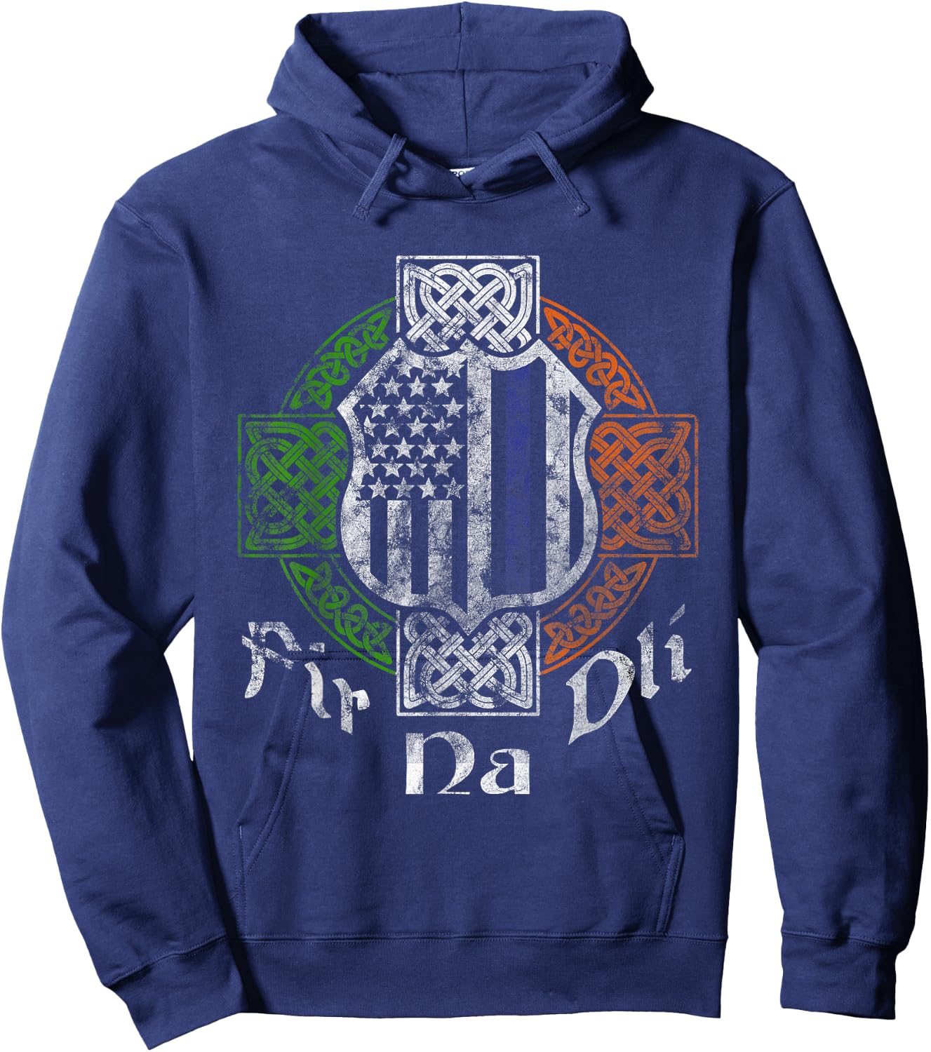 Thin Blue Line Shirt Fir Na Dli Celtic Cross Irish Police Hoodie - Hoodie | Navy