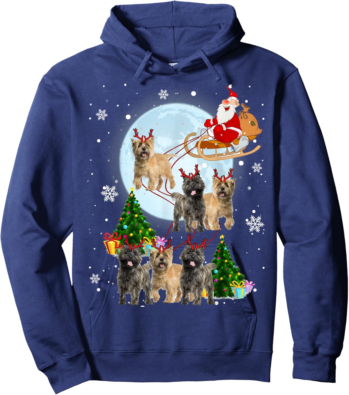 Cairn Terrier Reindeer Christmas Cairn Terrier Lover Gifts Hoodie - Hoodie | Navy
