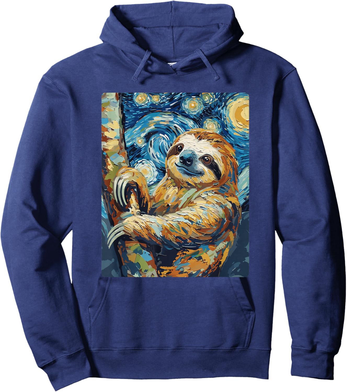 Art Funny Sloth Painting Artist Starry Night Hoodie - Hoodie | Navy