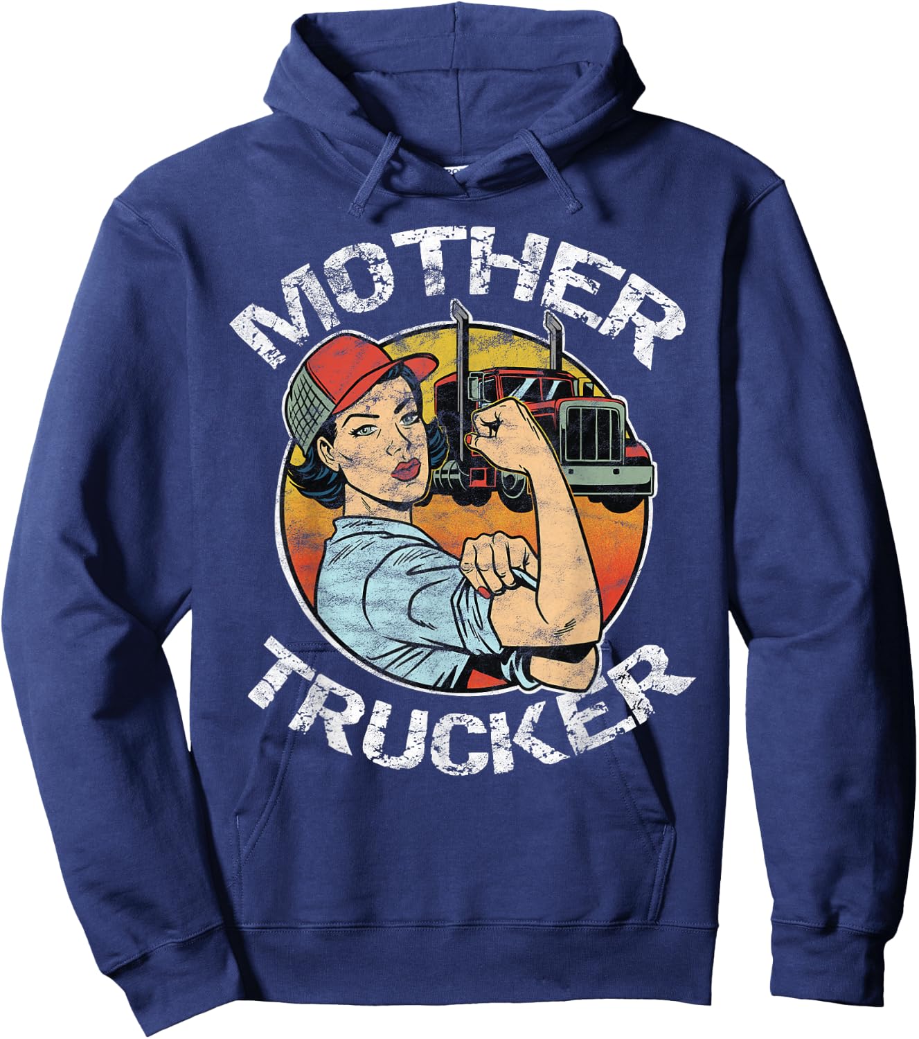 Mother Trucker Female CDL Semi Truck Driver Hoodie - Hoodie | Navy