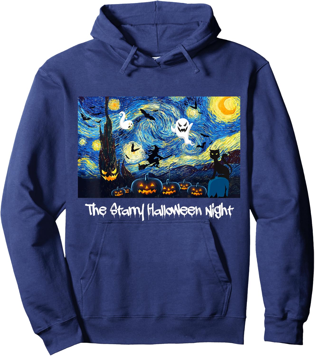 Cool Sarcastic Vincent Van Gogh The Starry Halloween Night Hoodie - Hoodie | Navy
