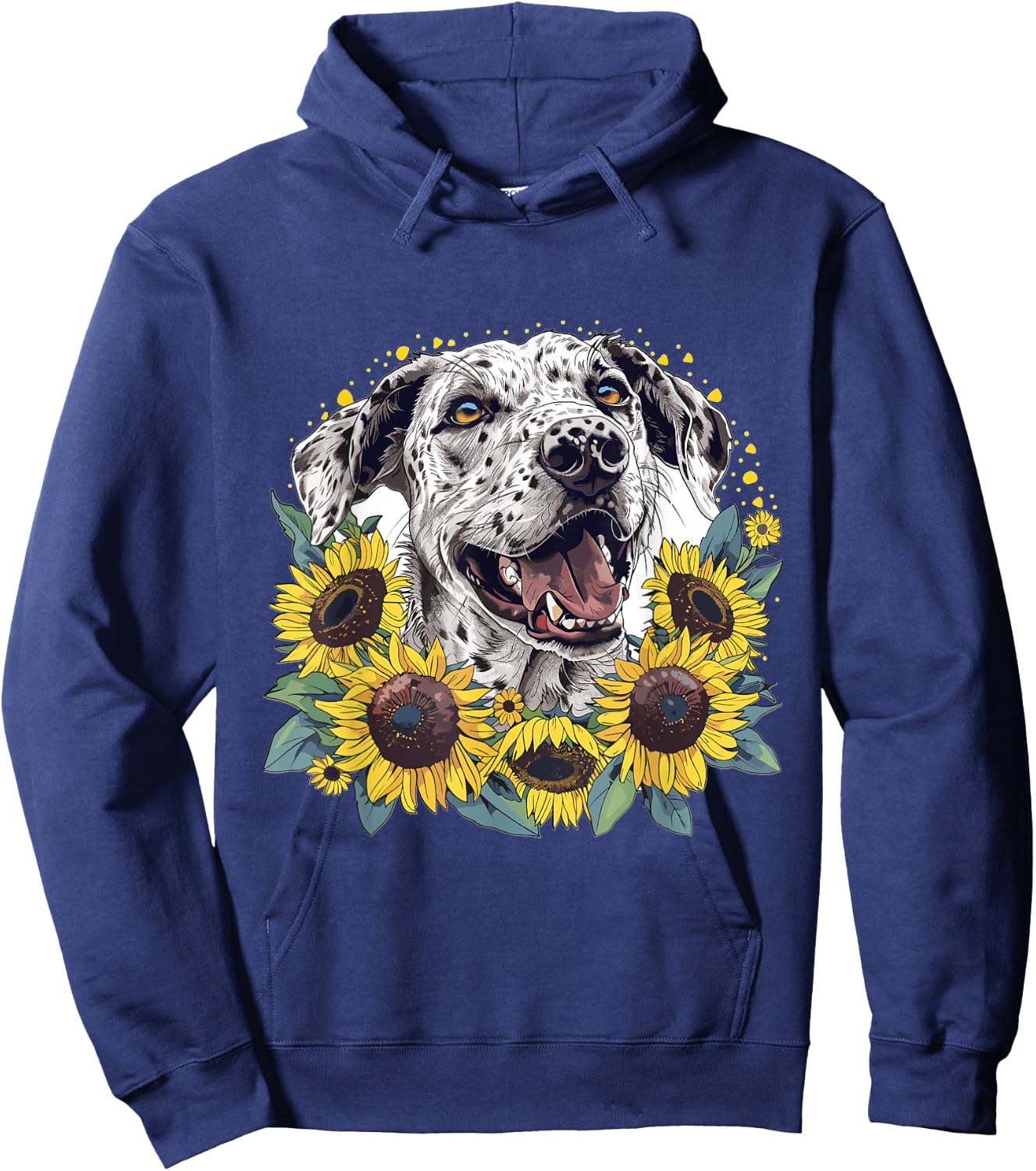 Catahoula Leopard Dog Dog Breed Graphic Sunflowers Men Women Kids Hoodie - Hoodie | Navy