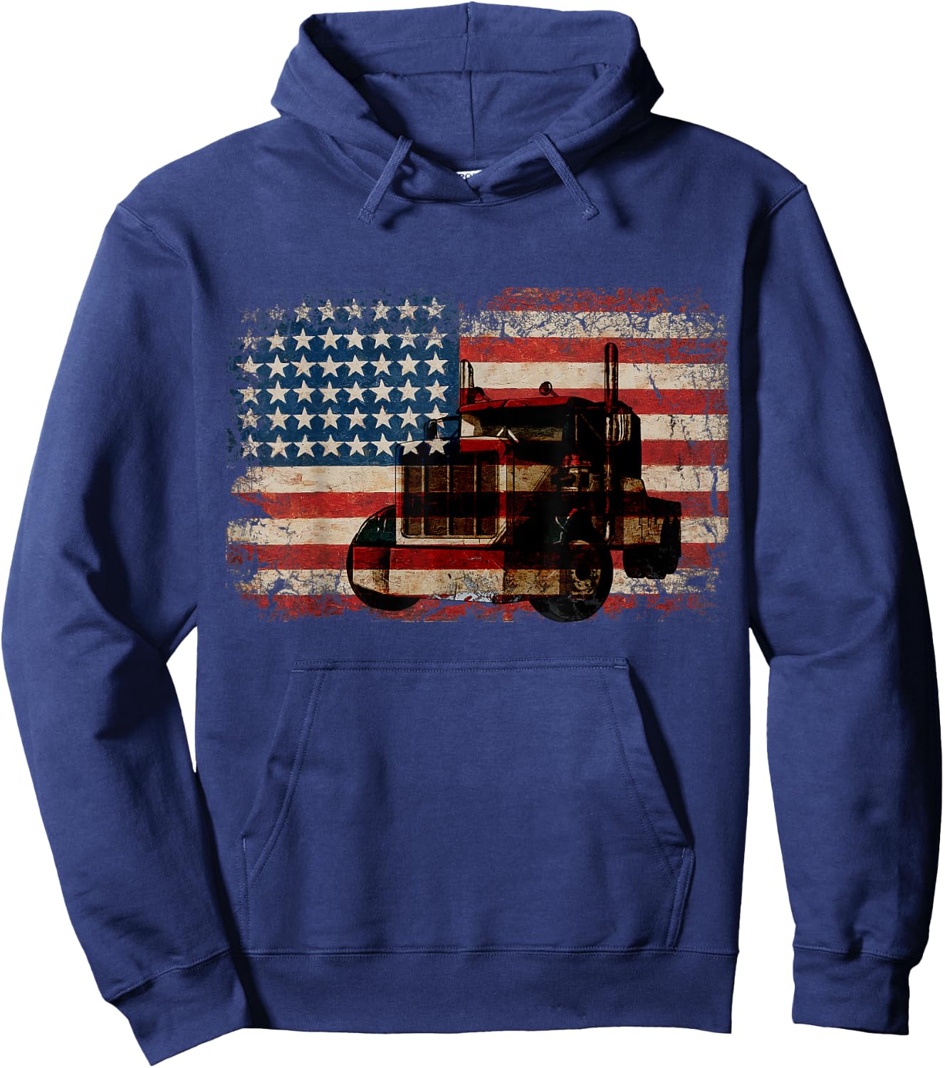 Truck Driver American Flag Trucker Gift Semi Truck Hoodie - Hoodie | Navy