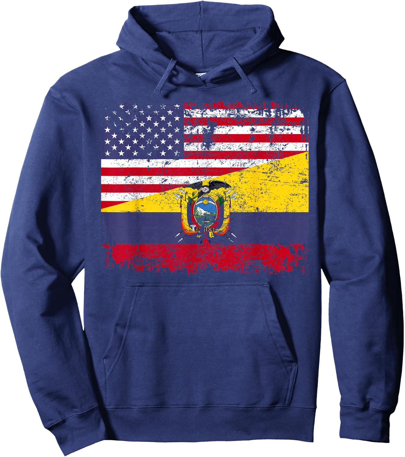 Ecuadorian Roots | Half American Flag | USA Ecuador Flag Hoodie - Hoodie | Navy