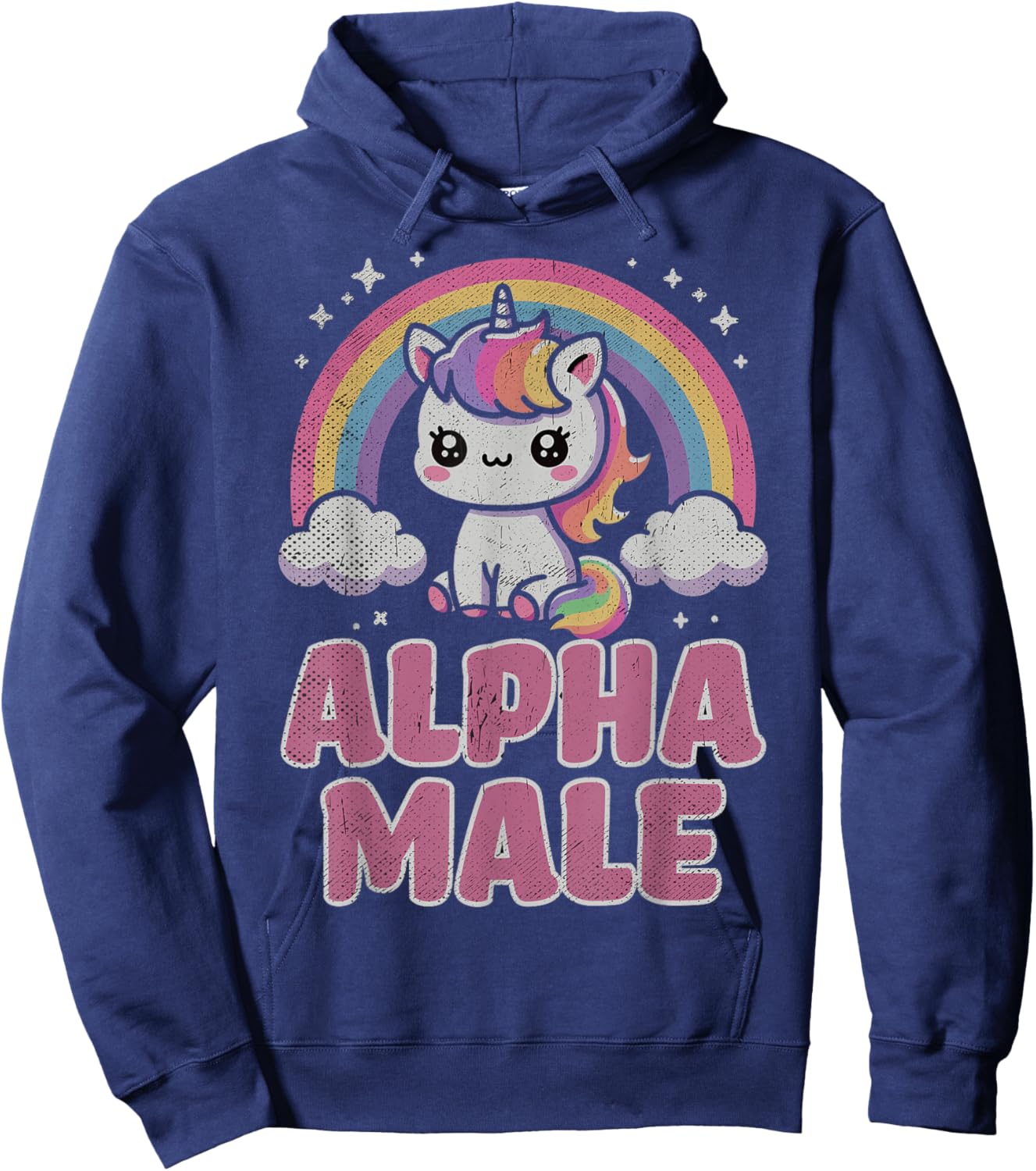 Ironic Cute Alpha Male Unicorn Funny Sarcastic Humor Men Hoodie - Hoodie | Navy