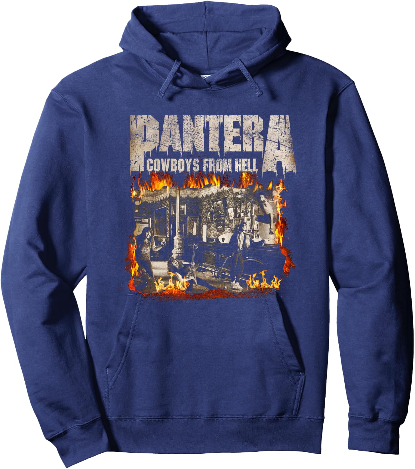 Pantera Official Vintage Flames Hoodie - Hoodie | Navy