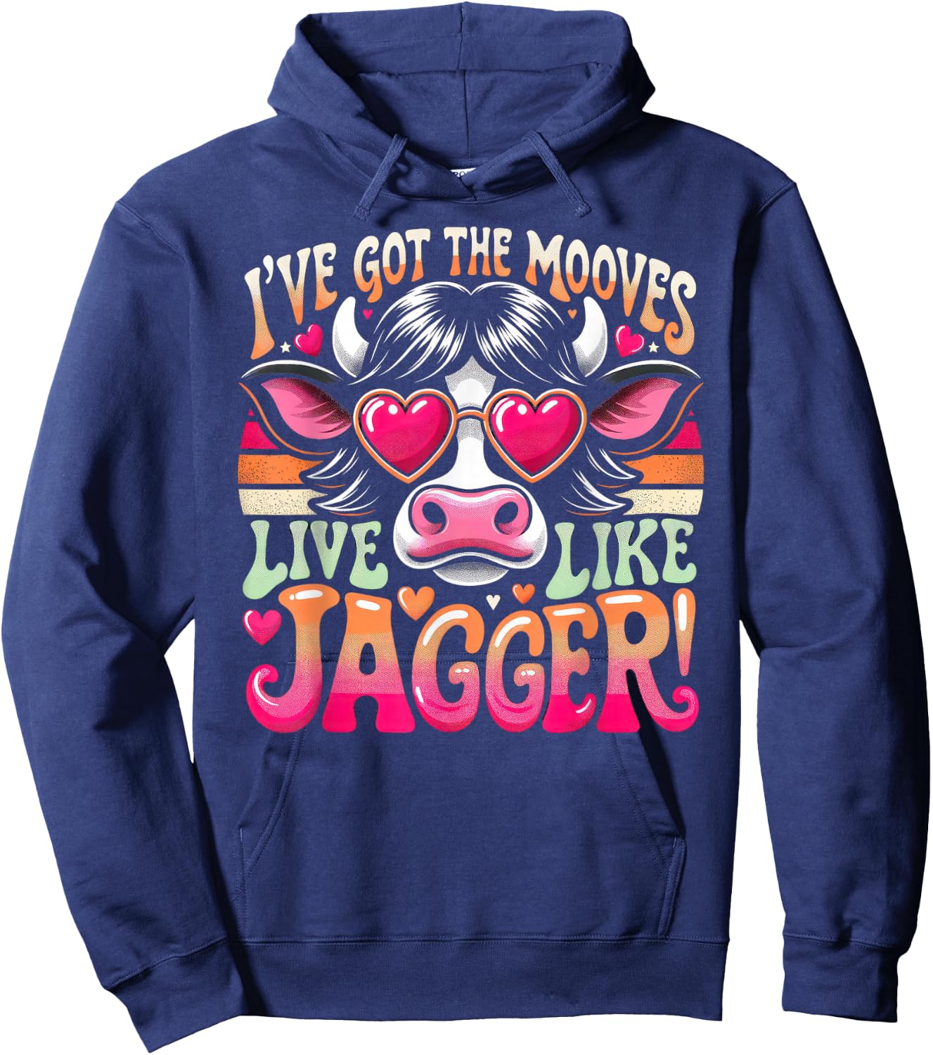 Cow Humor I've Got the Moves Funny Cow Like Jagger Hoodie - Hoodie | Navy