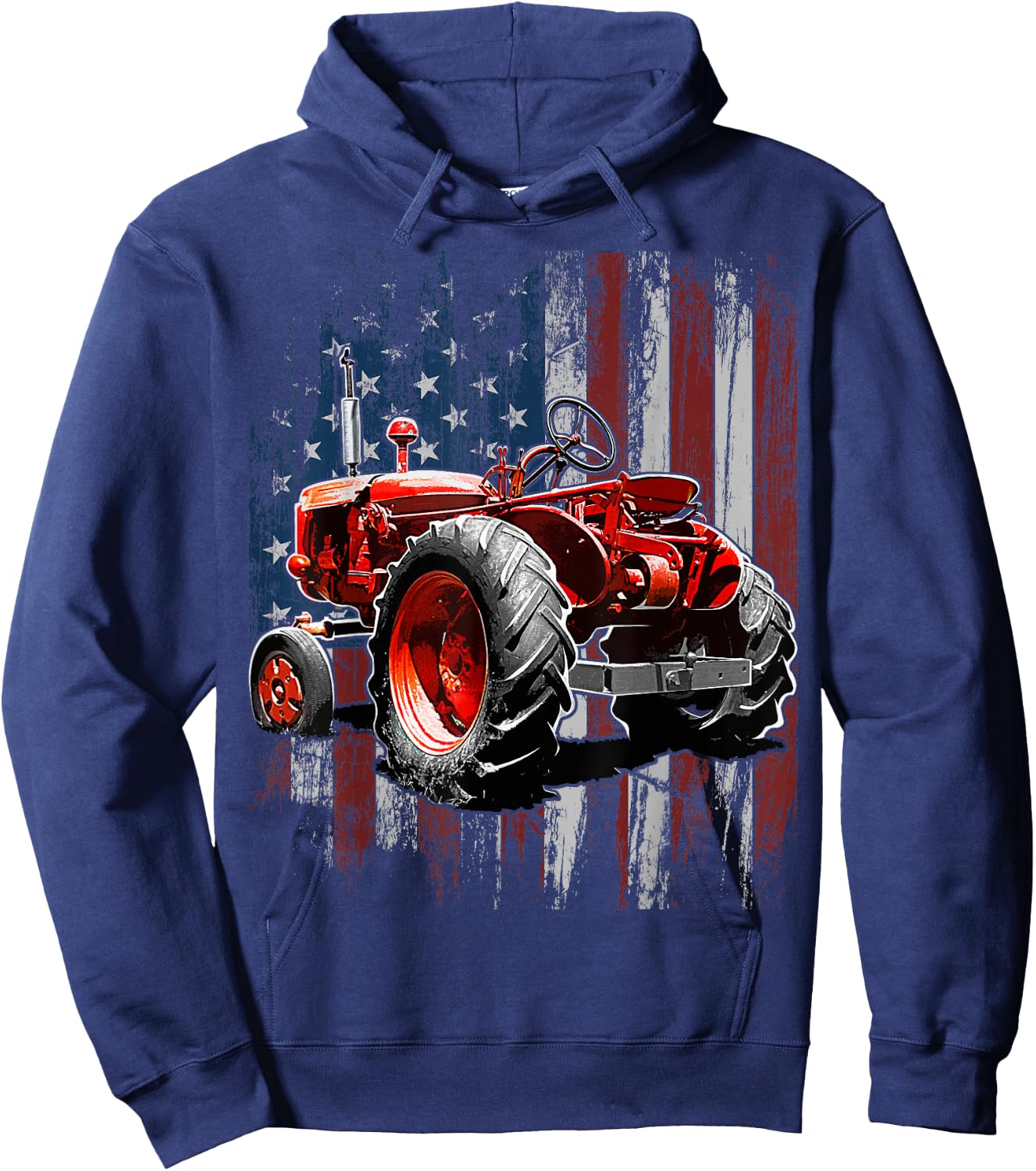 Patriotic Tractor American Flag Tractor Farmer Farm Gift Men Small Hoodie - Hoodie | Navy