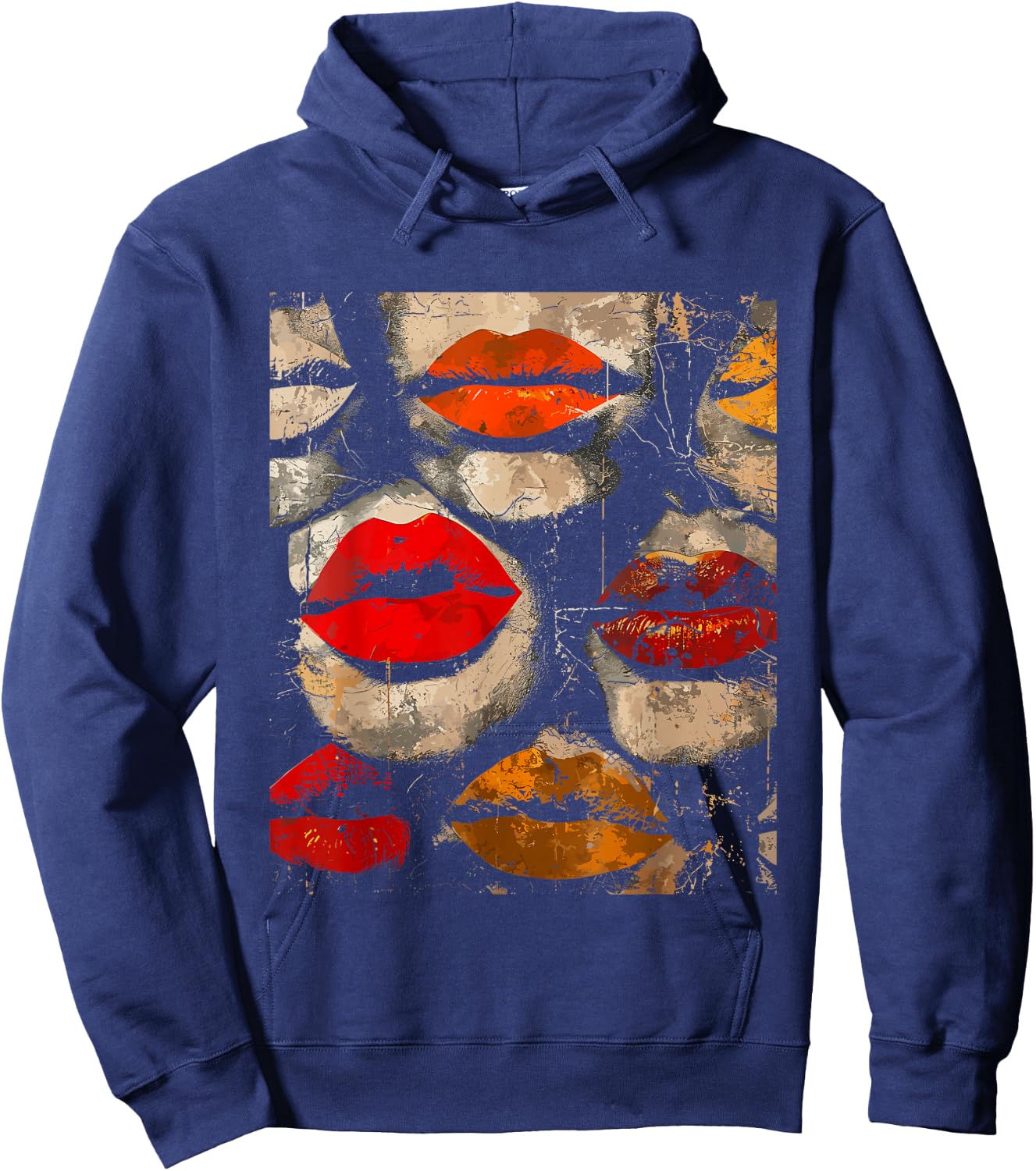 Beautiful Kissing Lips with Red Lipstick Men, Women, Girls Hoodie - Hoodie | Navy