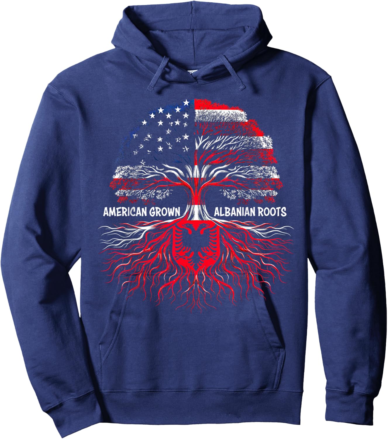 American Grown Albanian Roots Kosovo flag proud Albanian Hoodie - Hoodie | Navy