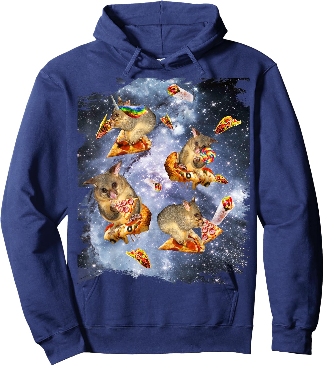 Space Possum On Pizza Taco, Galaxy Opossum Funny Hoodie - Hoodie | Navy
