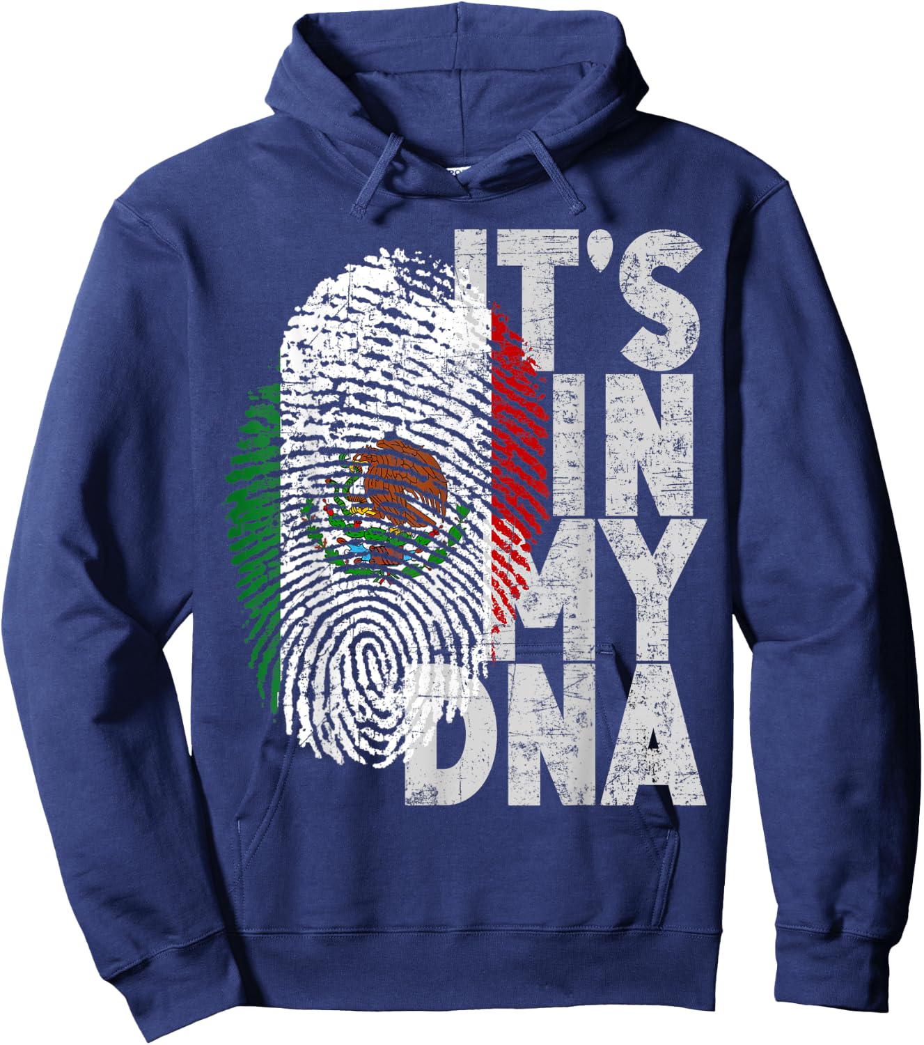 Mexico Mexican It's In My DNA Hispanic Flag Fingerprint Hoodie - Hoodie | Navy