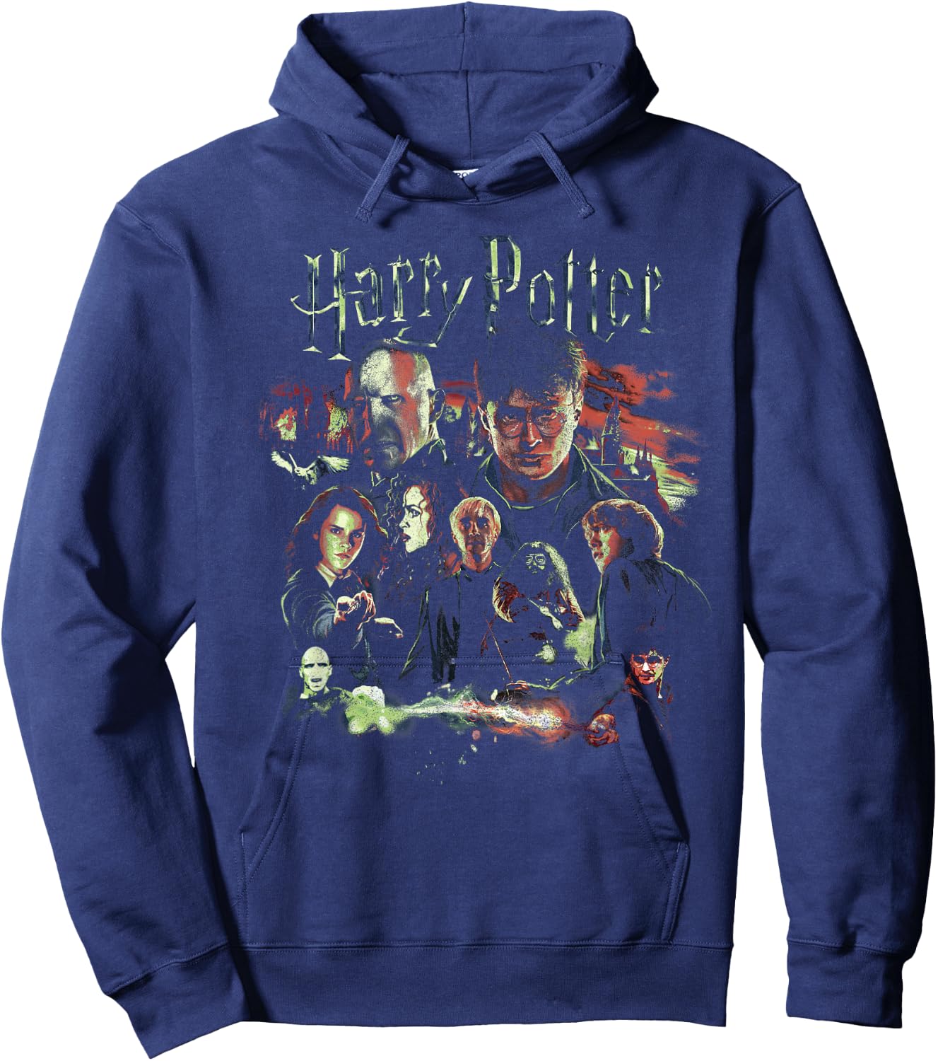Harry Potter Deathly Hallows Group Shot Portrait Hoodie - Hoodie | Navy