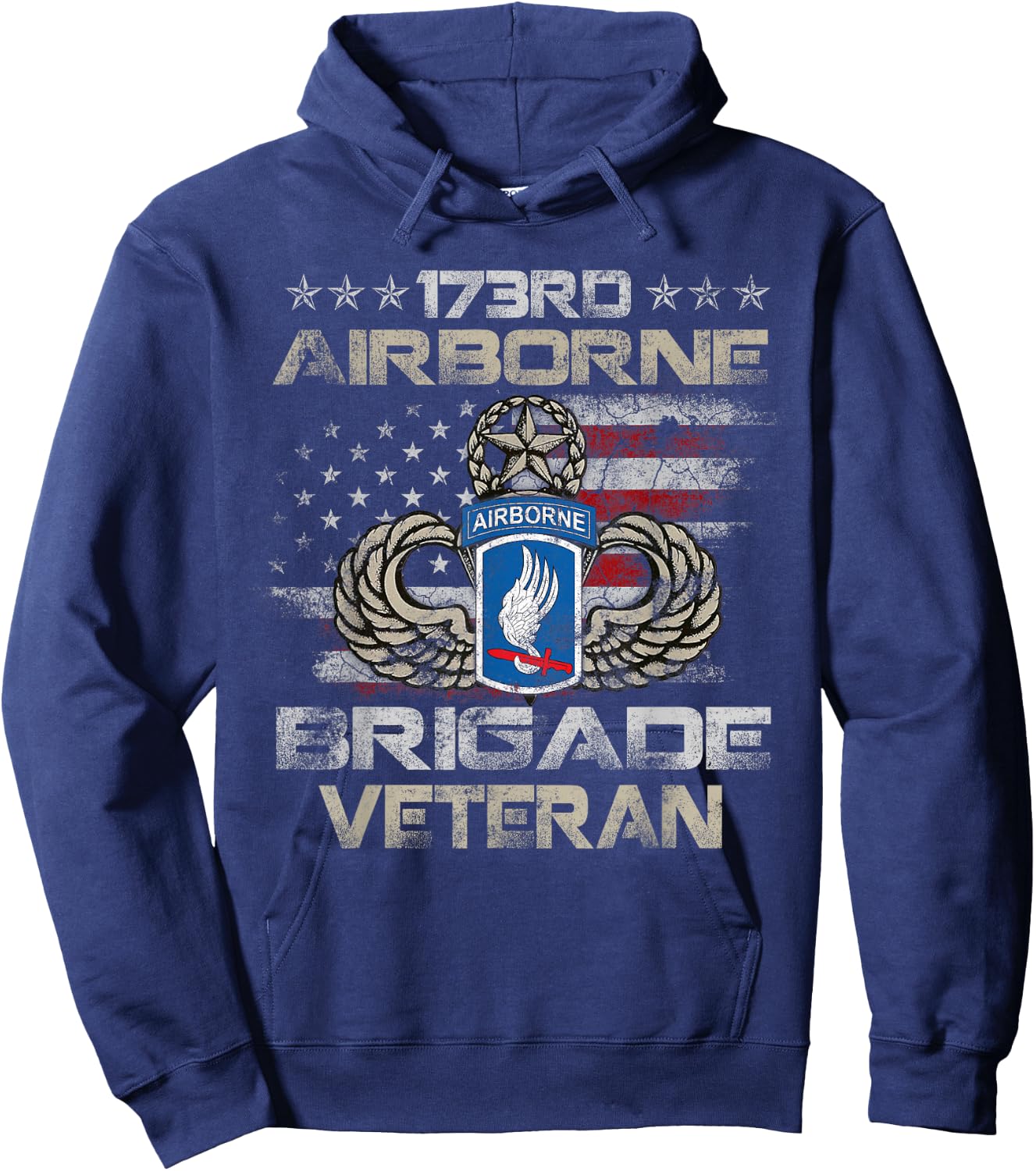 173rd Airborne Brigade Veteran Flag US Airborne Paratrooper Hoodie - Hoodie | Navy