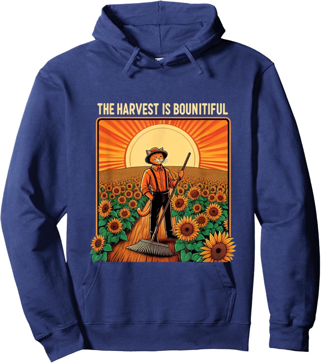 The harvest is bountiful funny farmer cat Women Hoodie - Hoodie | Navy