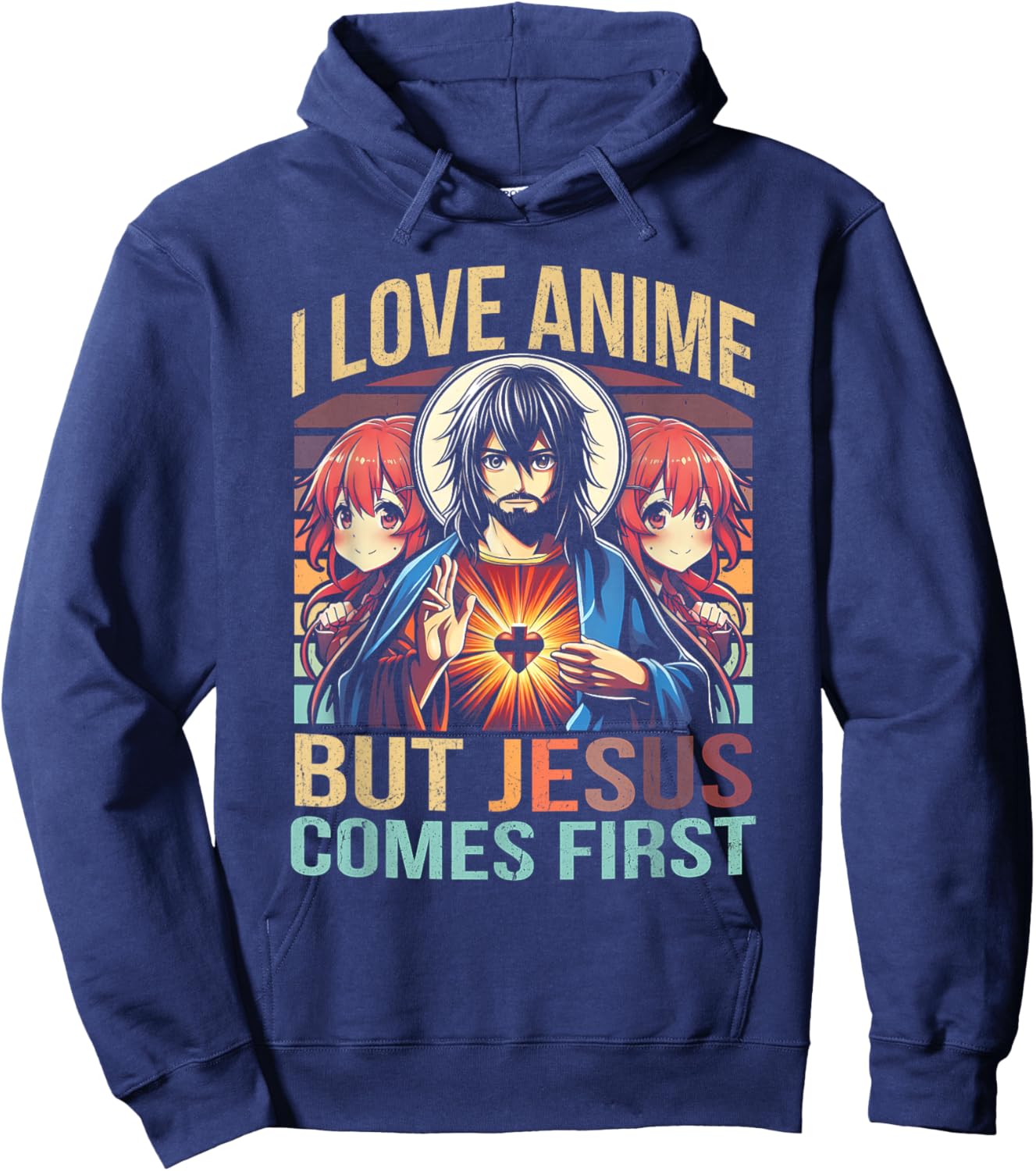 I Love Anime But Jesus Comes First Anime Japanese Anime Fan Hoodie - Hoodie | Navy