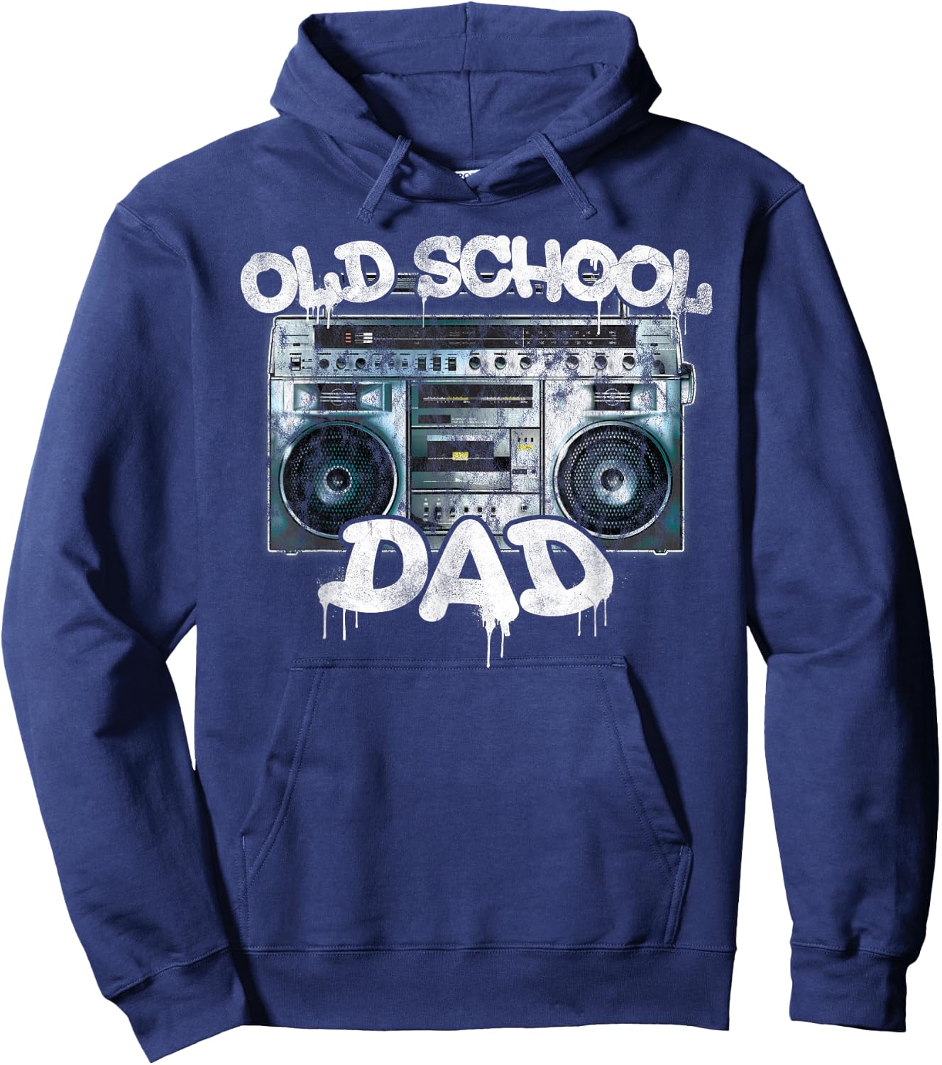 Old School Dad, Throwback 80s 90s Boombox Graffiti Hoodie - Hoodie | Navy